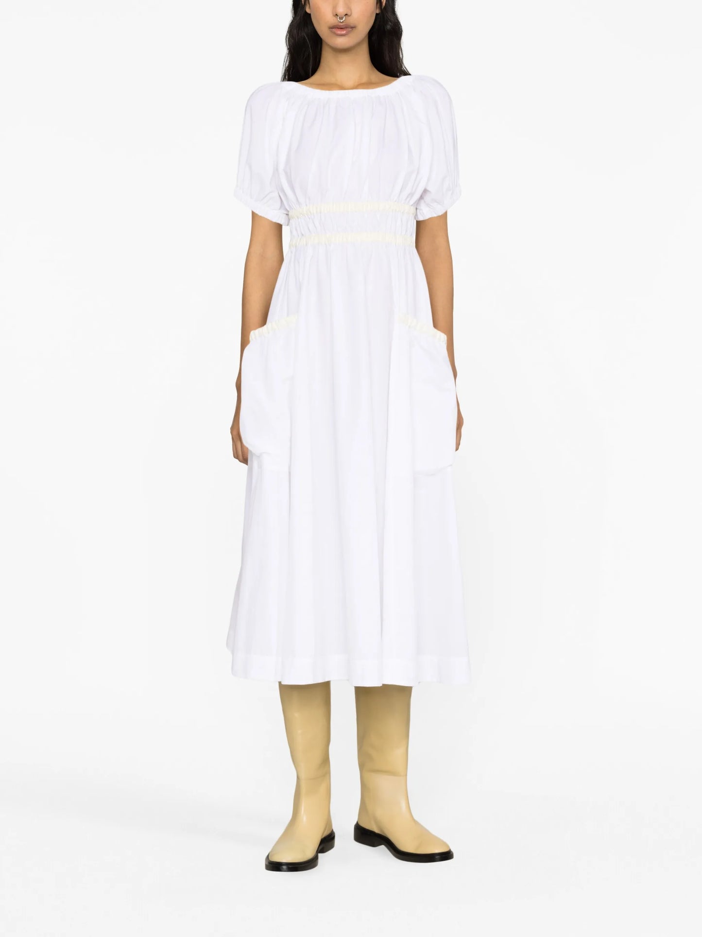 Mags shirred taffeta midi dress
