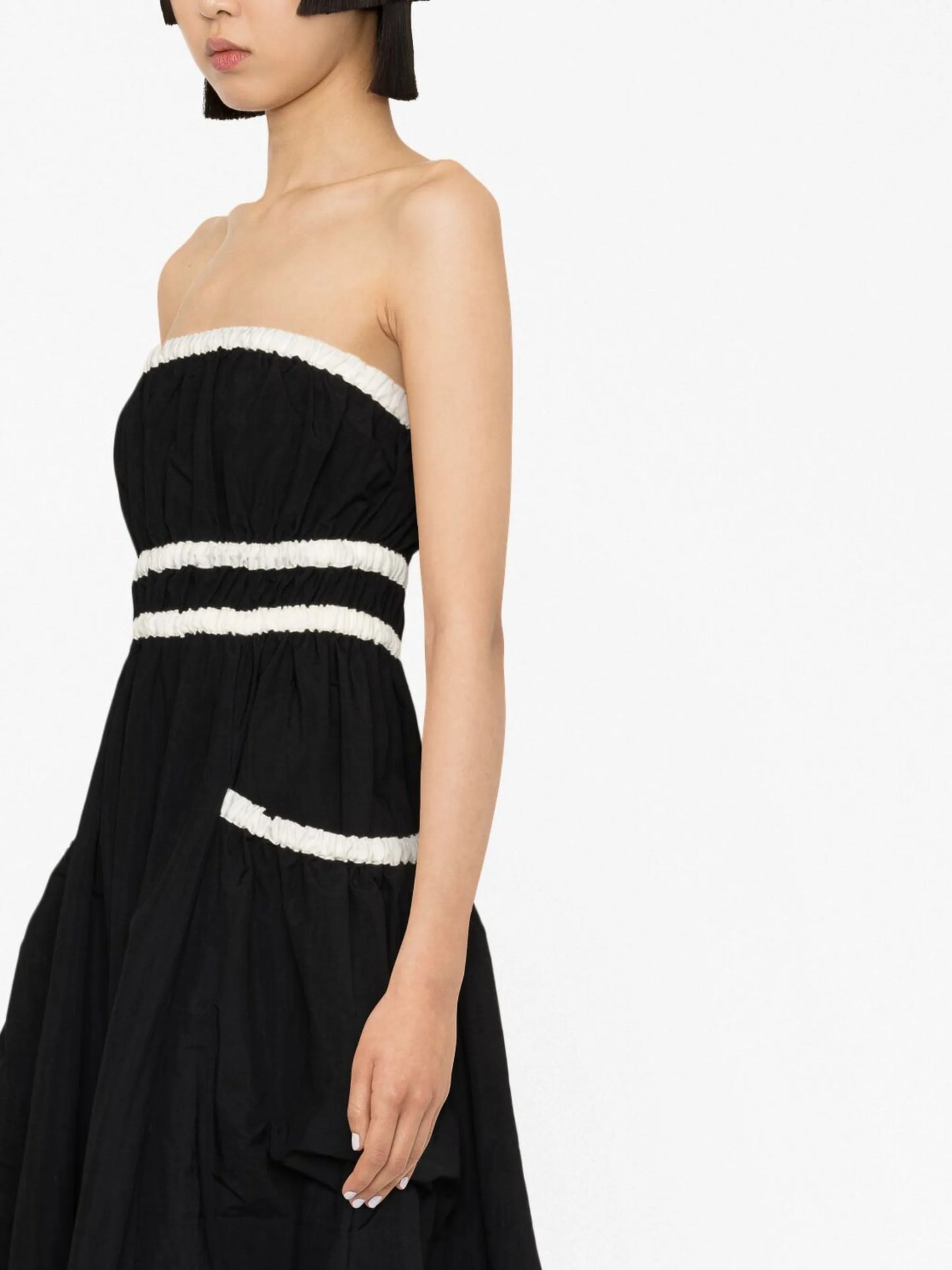 colour-block pleated midi dress