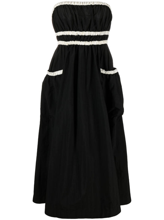 colour-block pleated midi dress