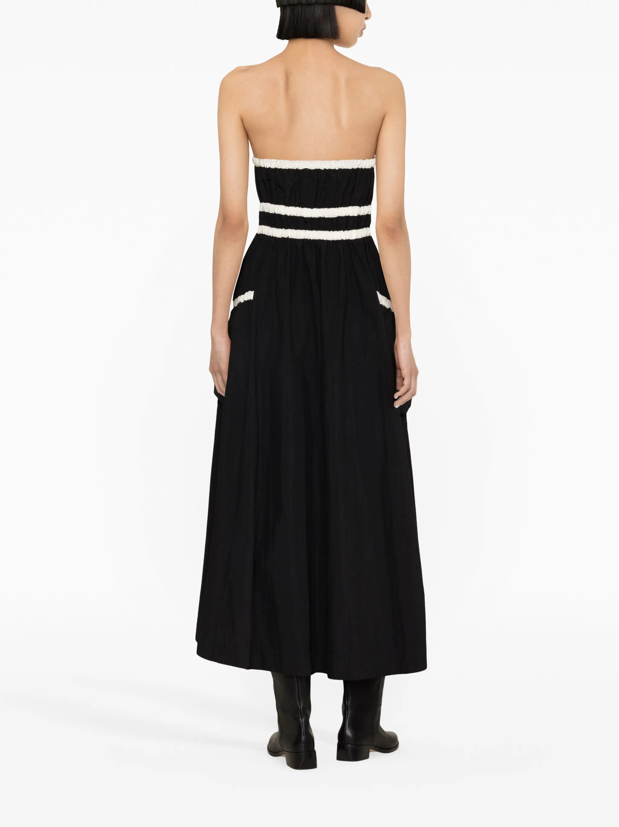 colour-block pleated midi dress