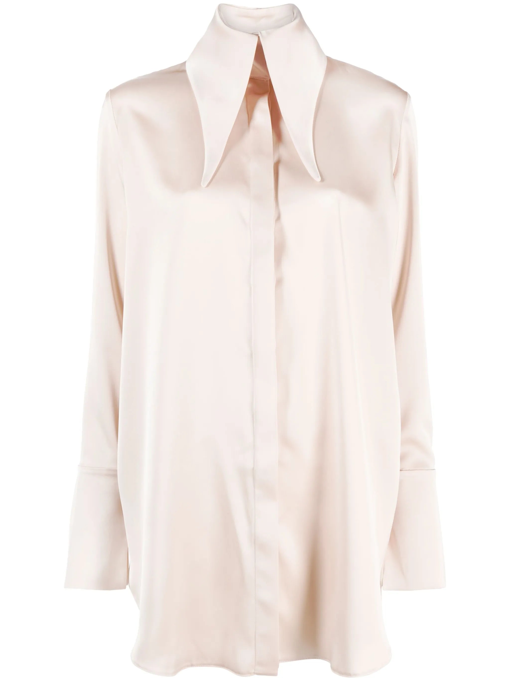 Seymour oversized-collar satin shirtdress