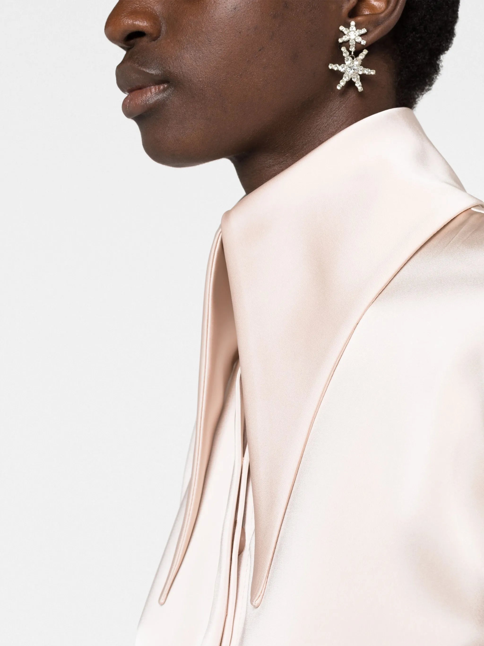 Seymour oversized-collar satin shirtdress