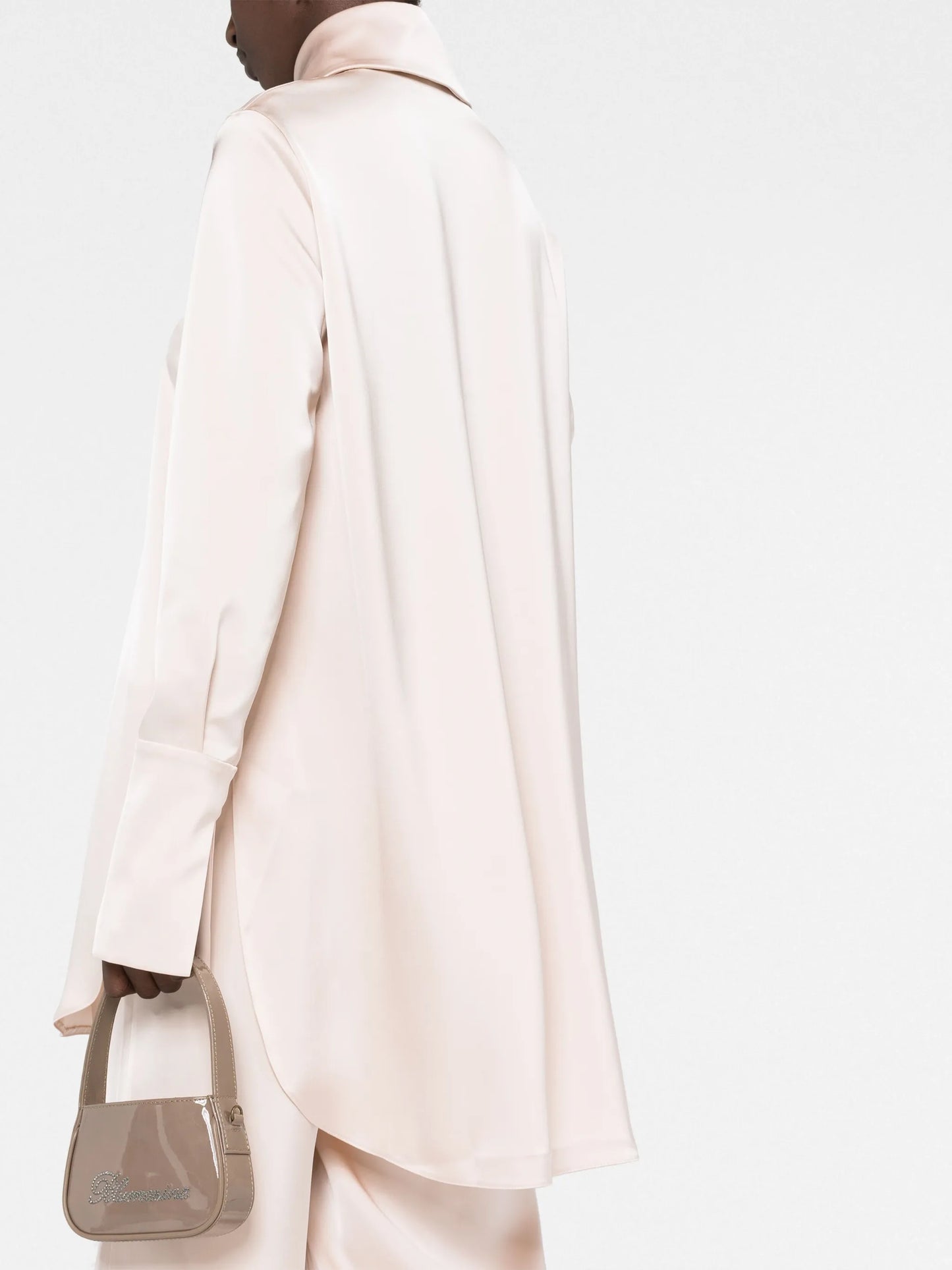 Seymour oversized-collar satin shirtdress