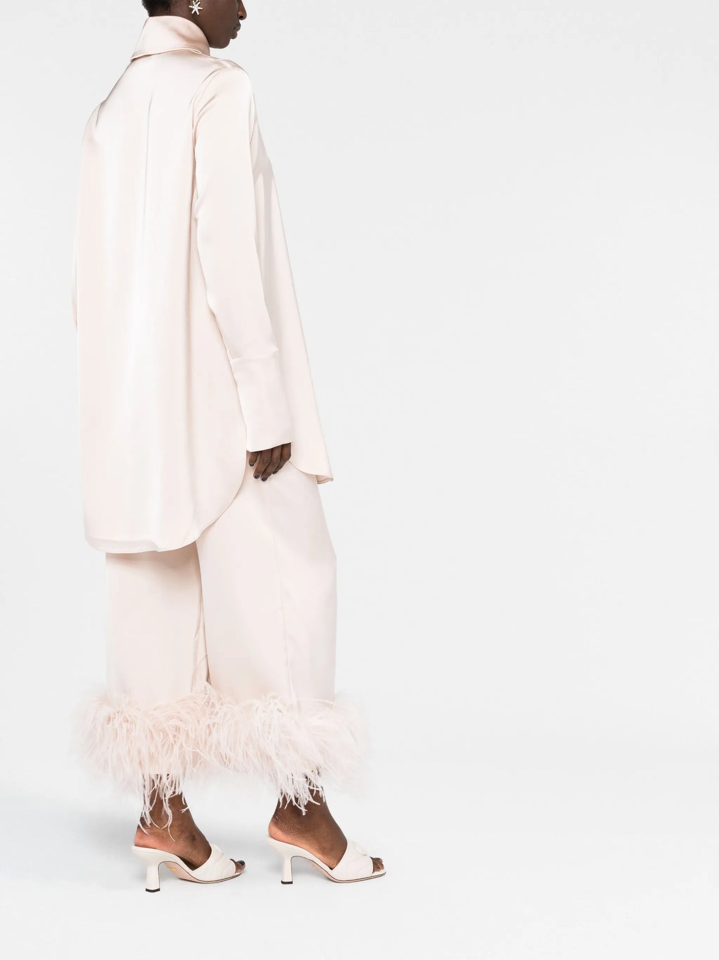 Seymour oversized-collar satin shirtdress