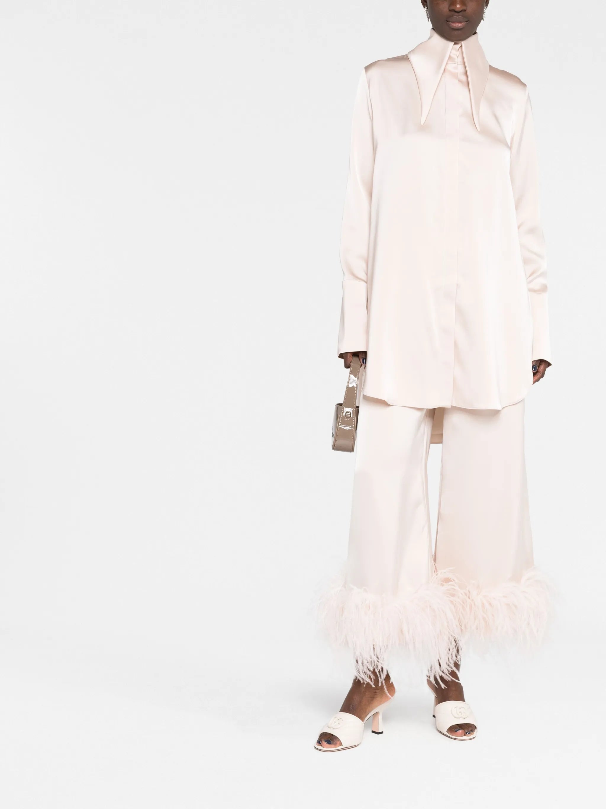 Seymour oversized-collar satin shirtdress