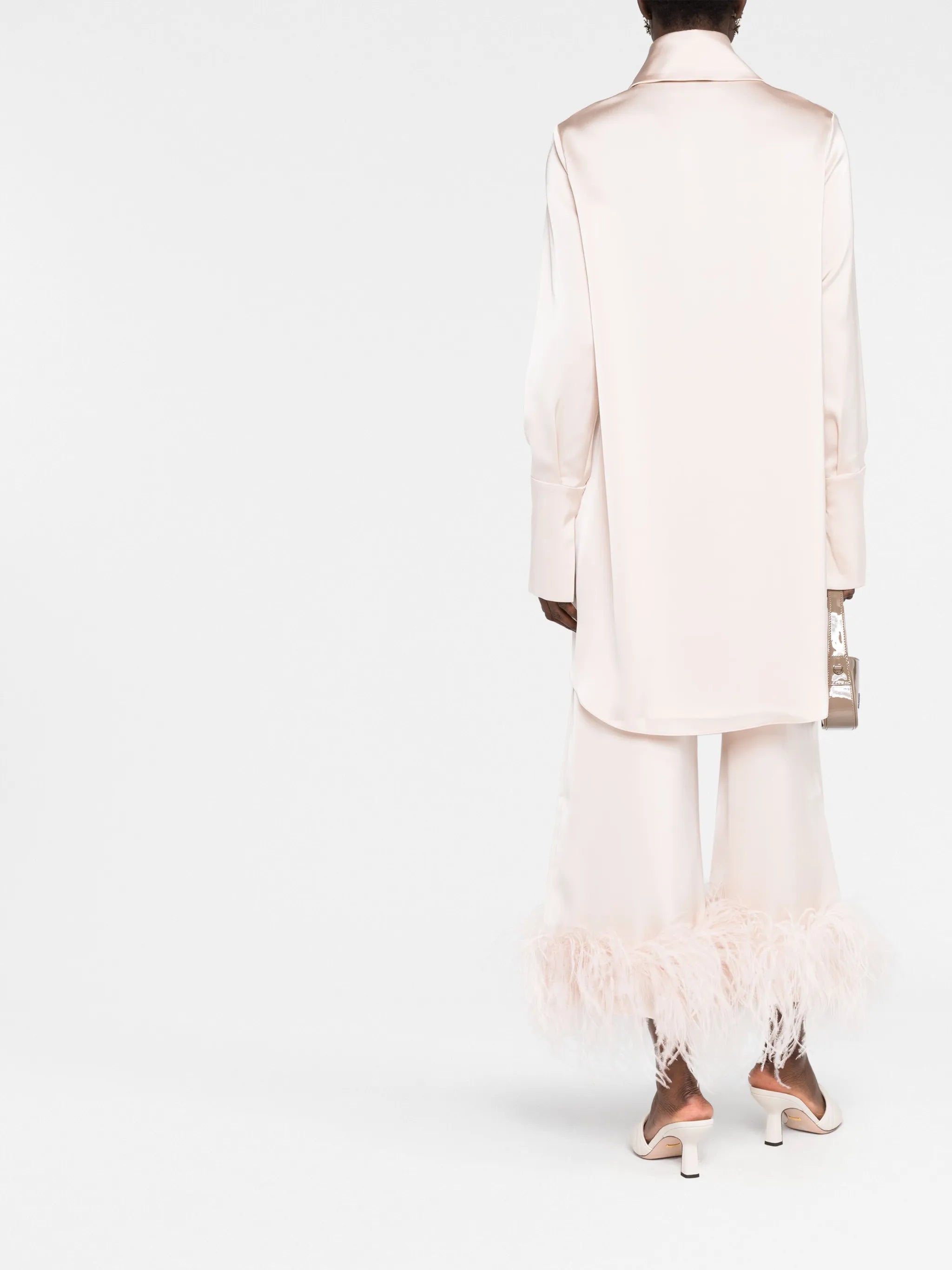 Seymour oversized-collar satin shirtdress