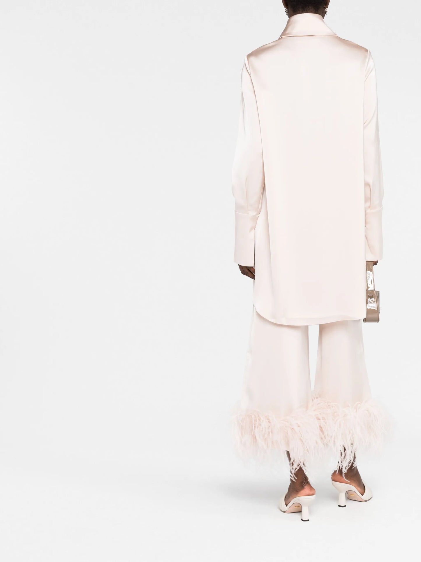 Seymour oversized-collar satin shirtdress