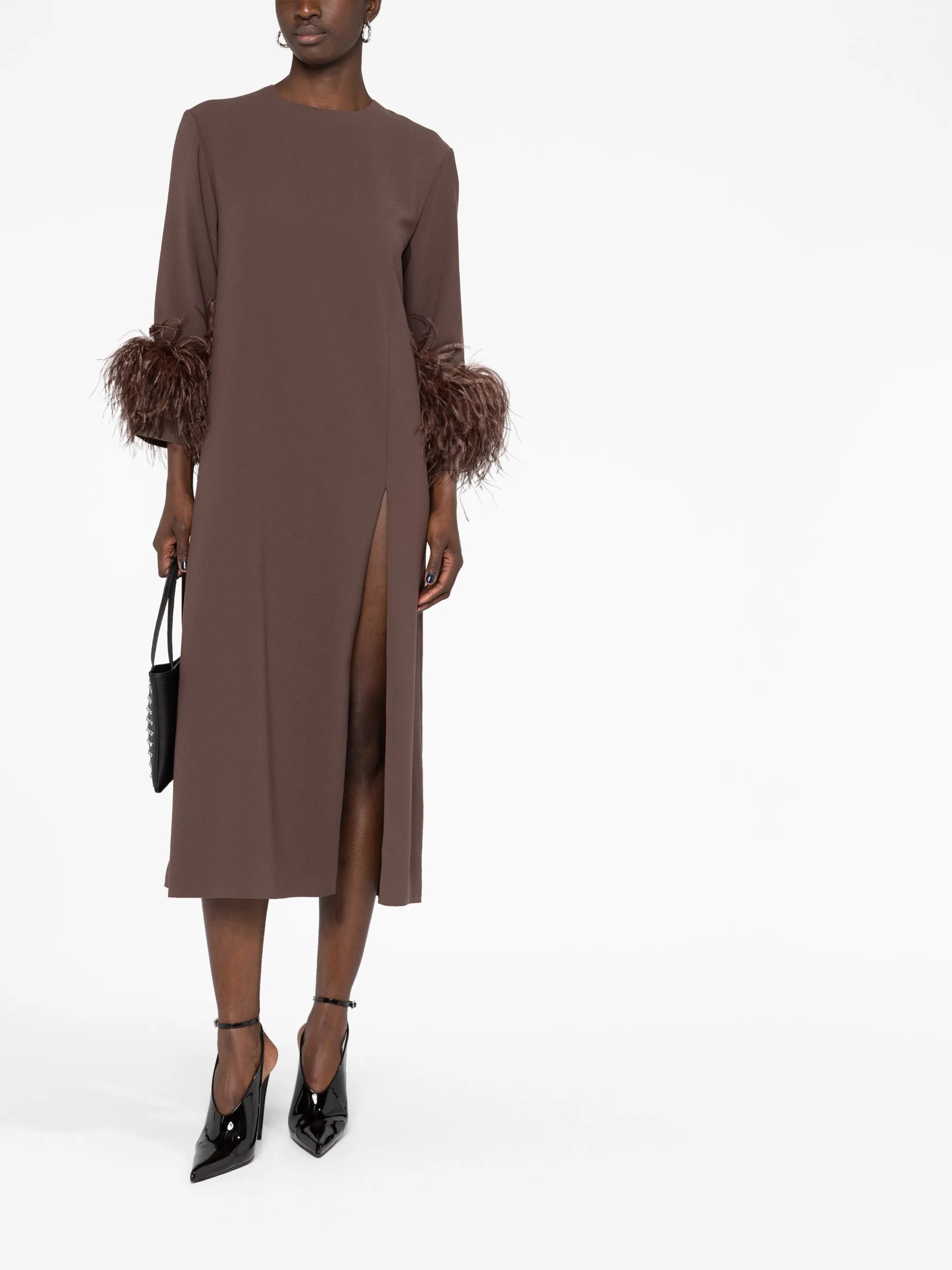 Billie feather-detail midi dress