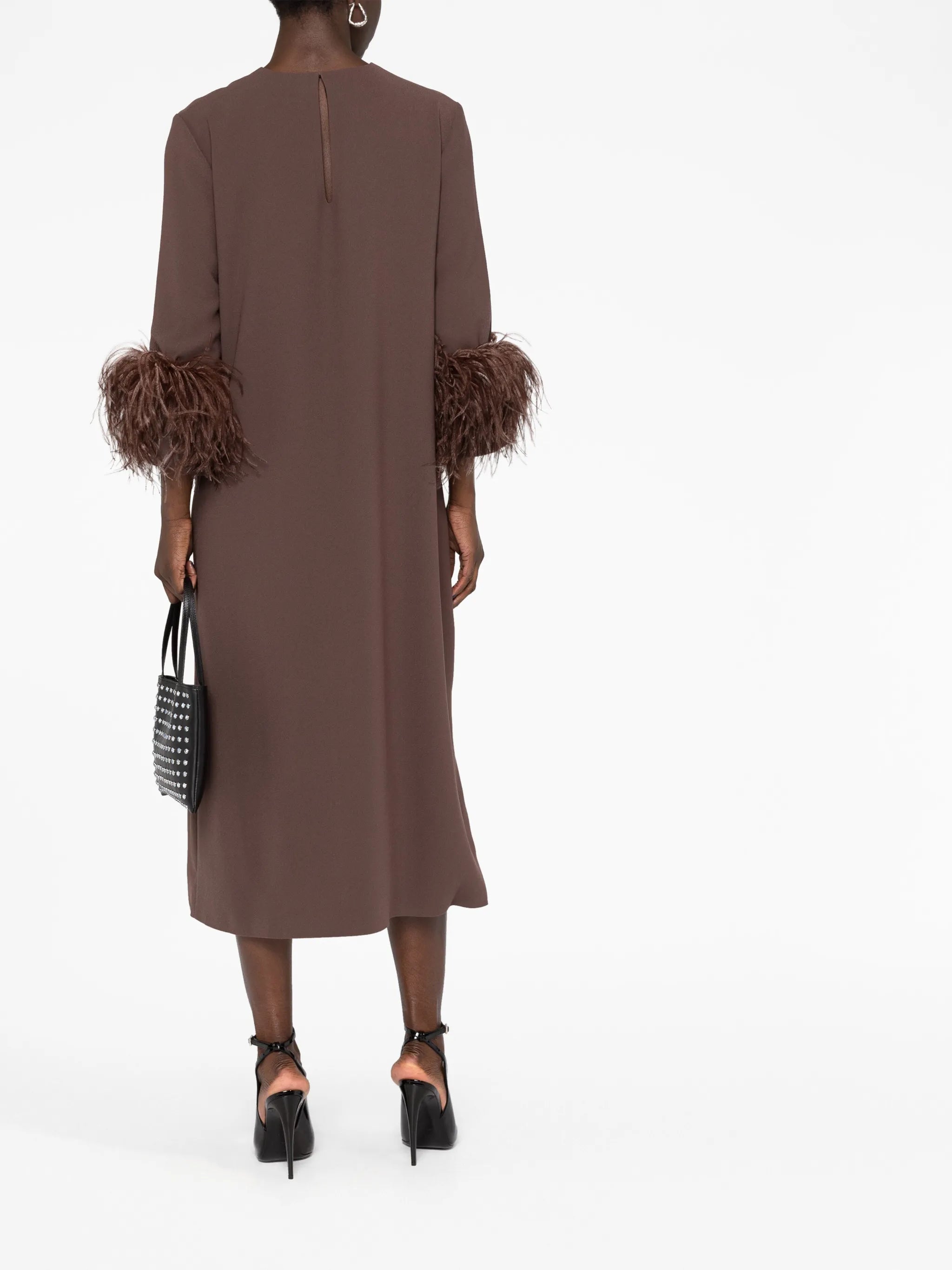 Billie feather-detail midi dress