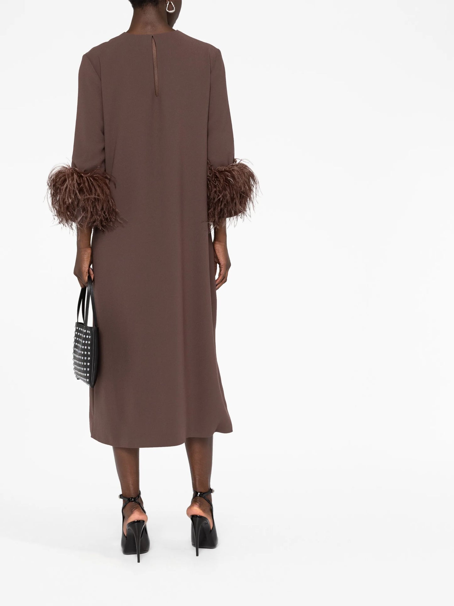 Billie feather-detail midi dress