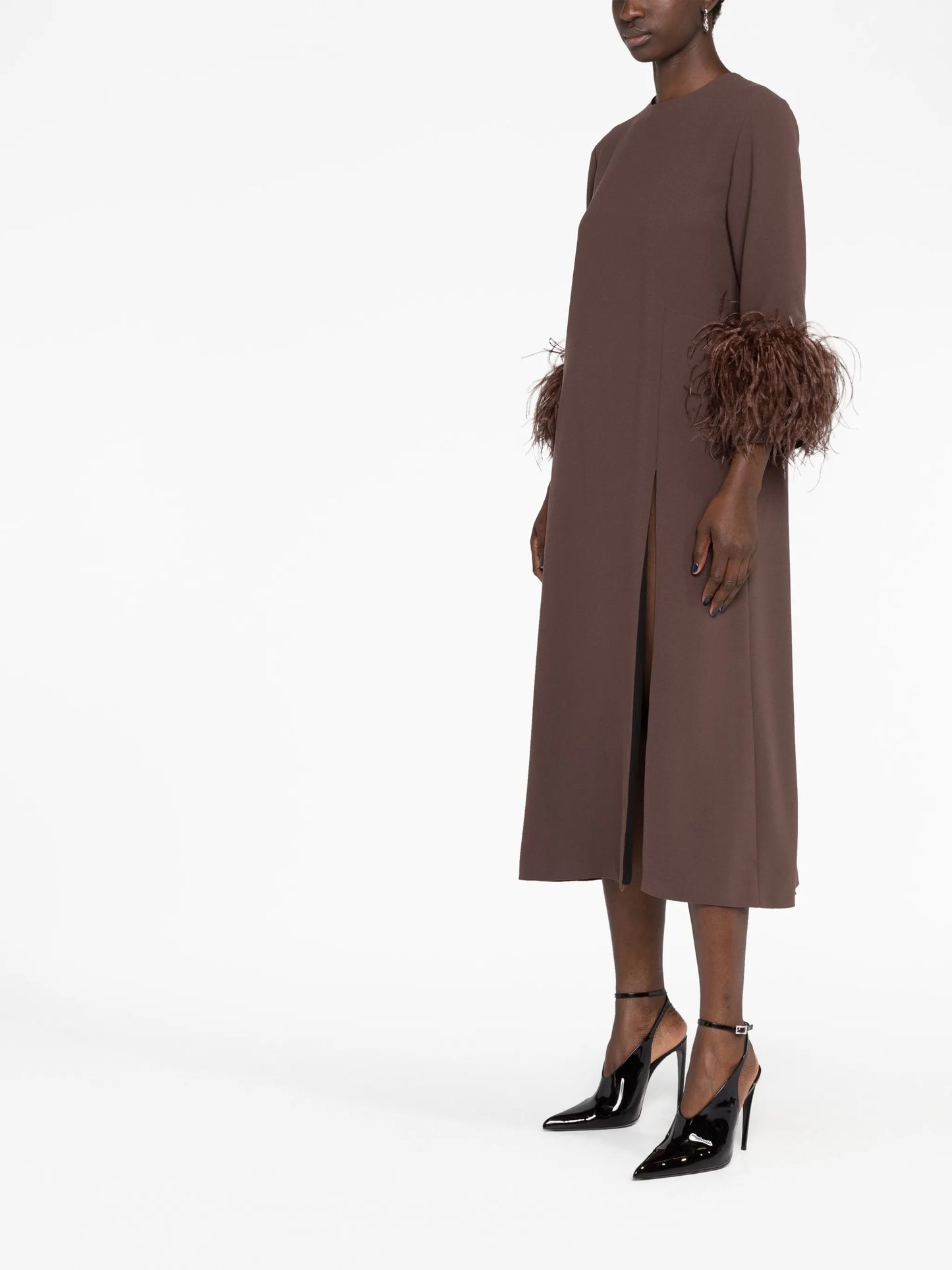Billie feather-detail midi dress