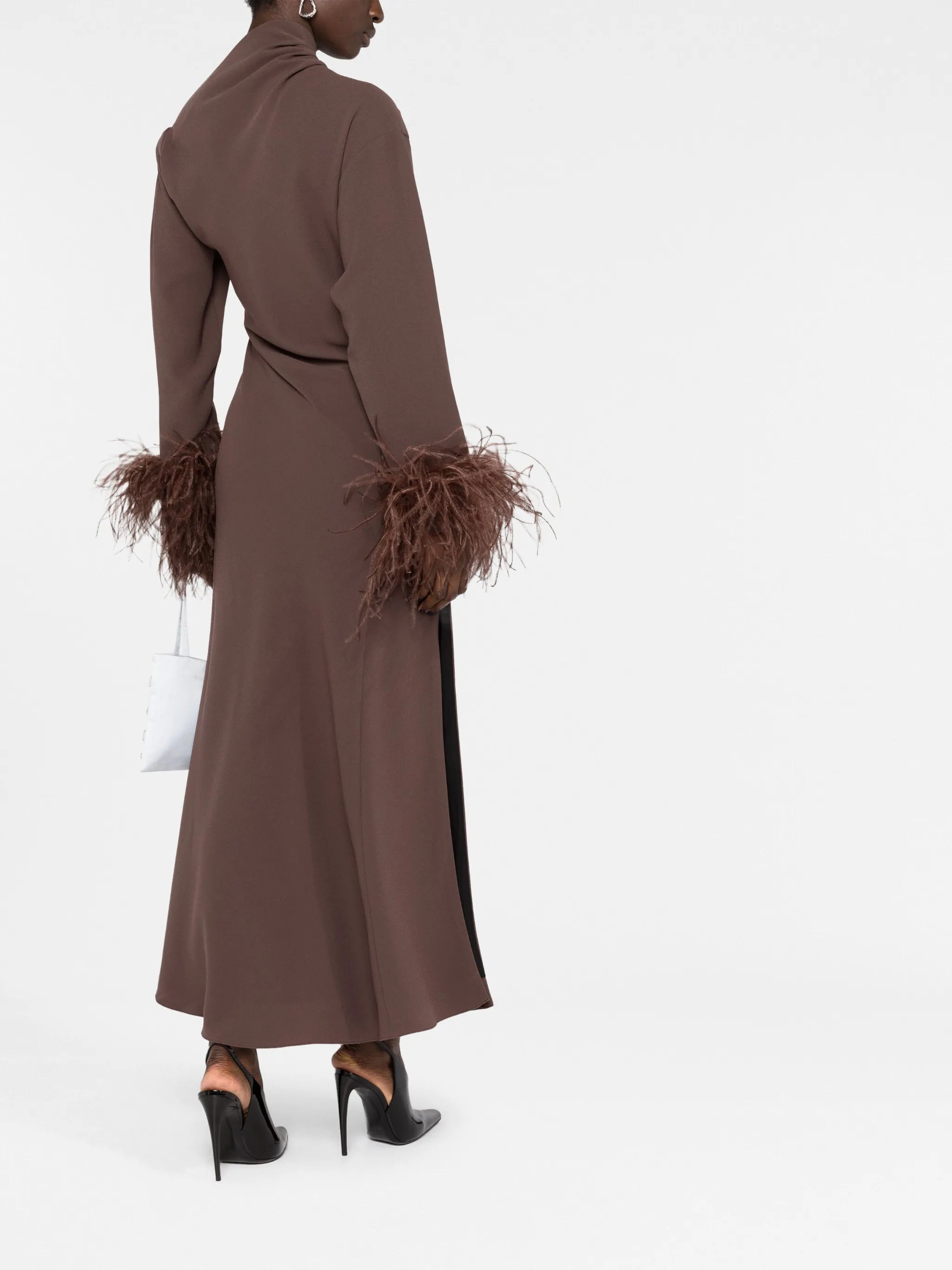 Adelaide feather-trim midi dress