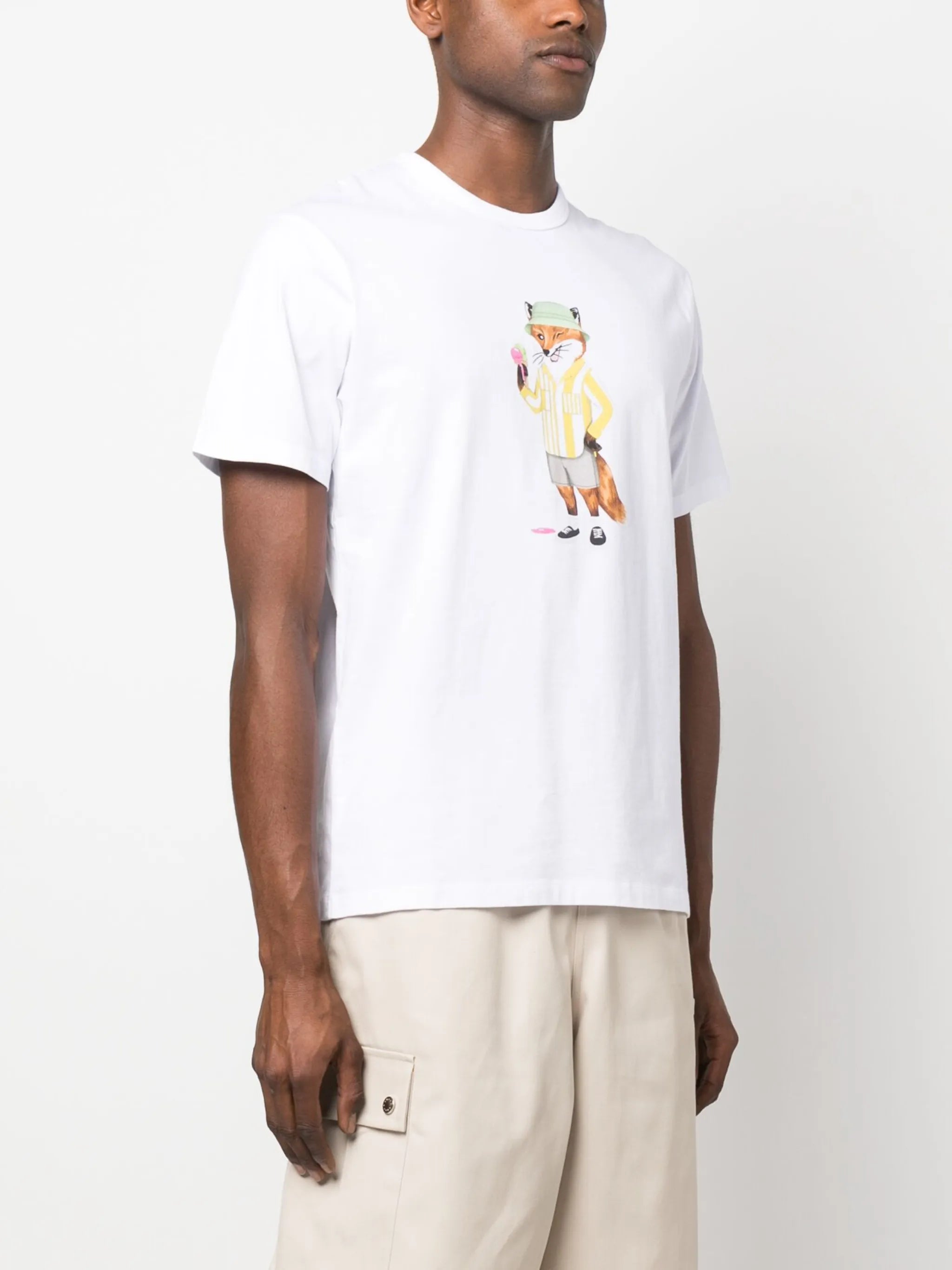 fox-print cotton T-shirt