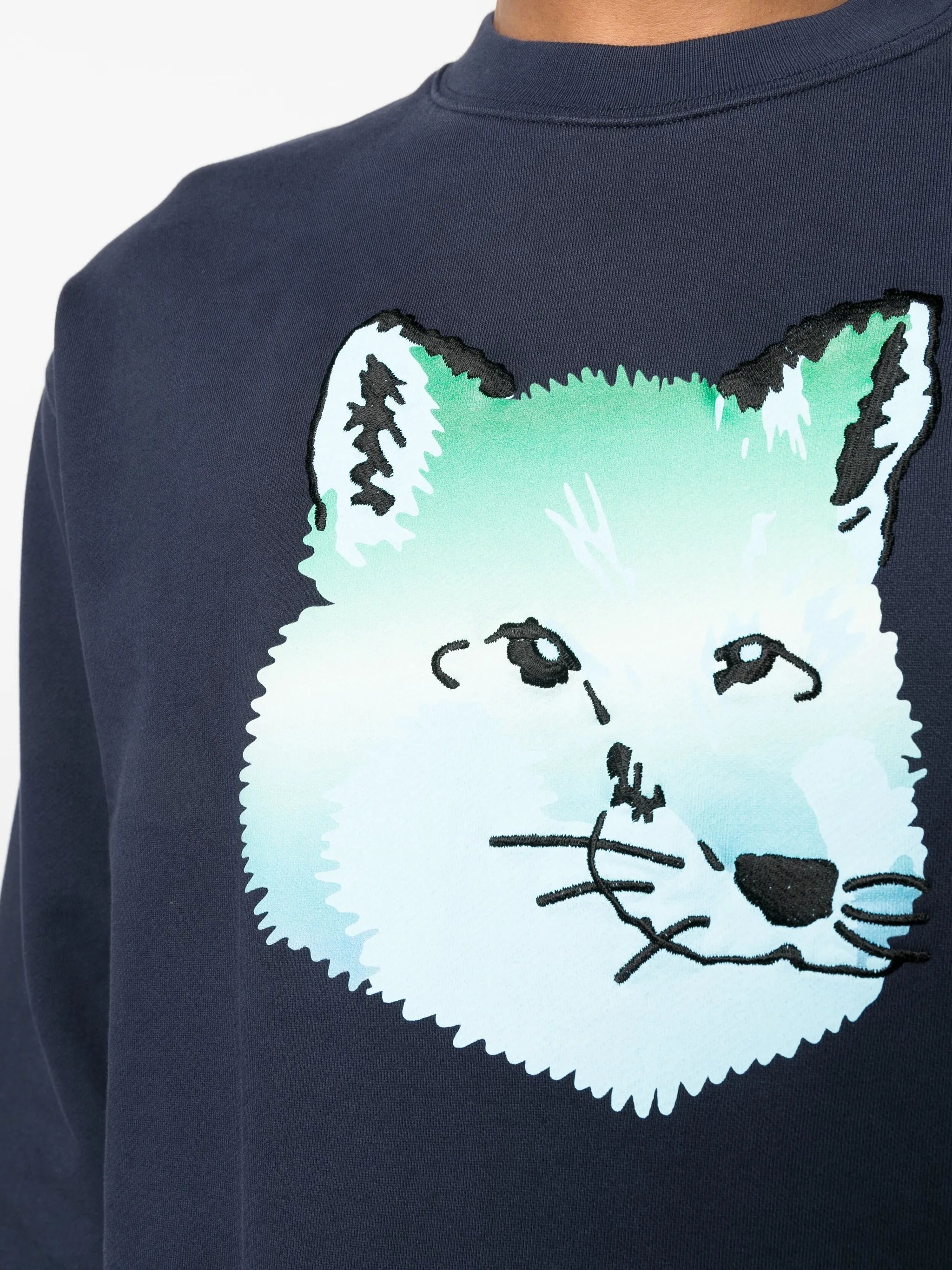 Vibrant Fox Head-print sweatshirt