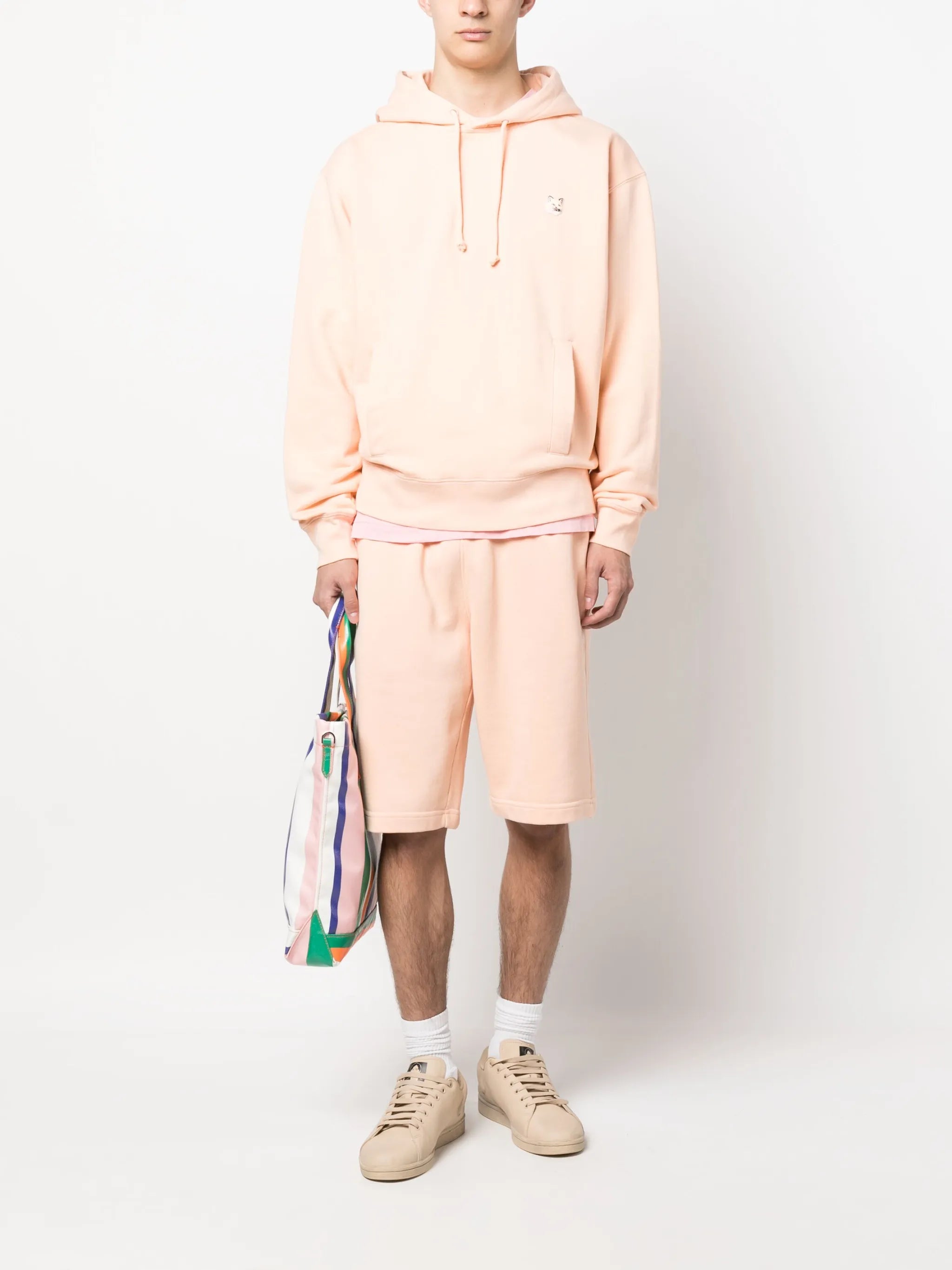 fox-patch cotton hoodie