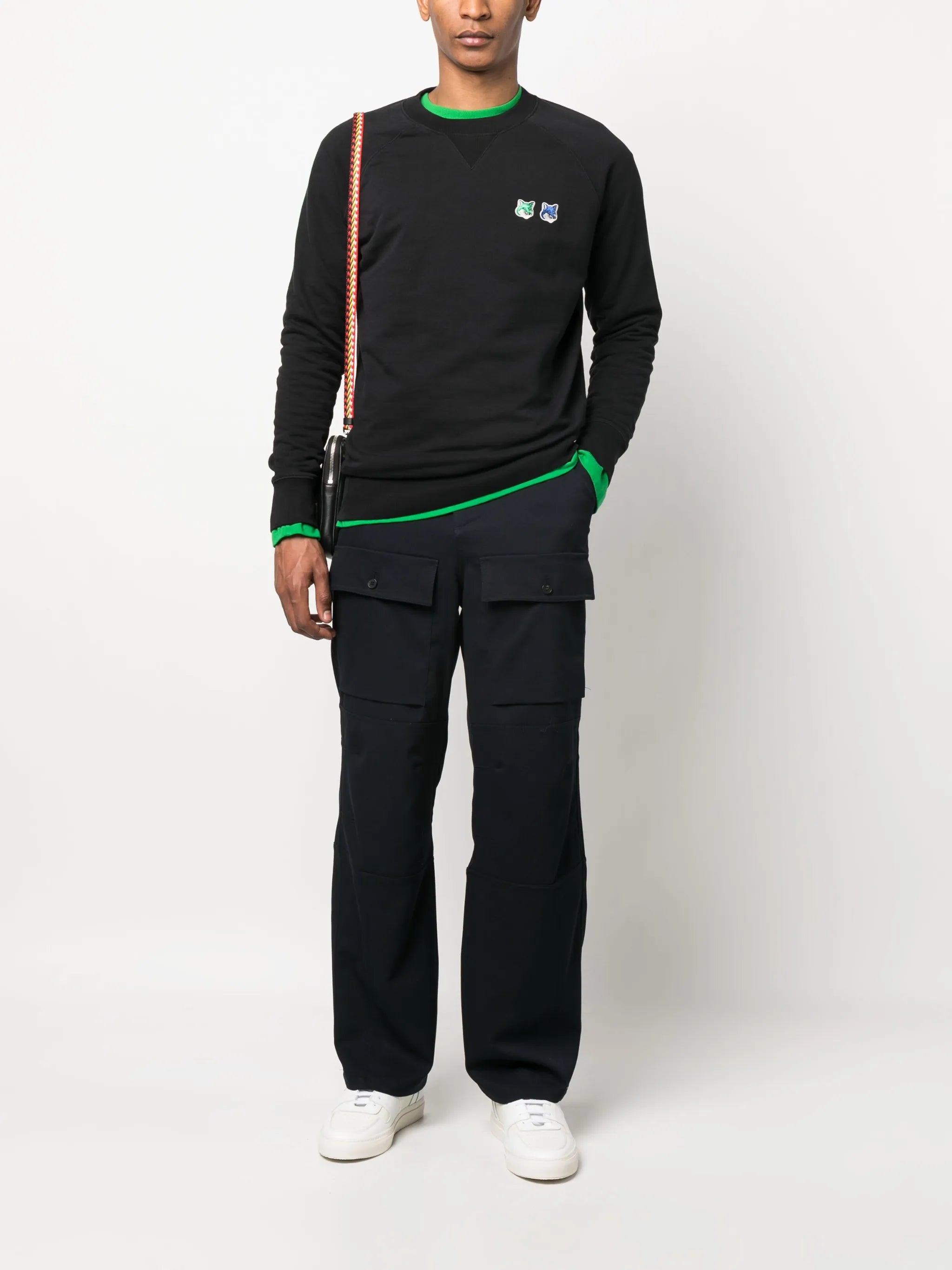 fox-patch cotton sweatshirt