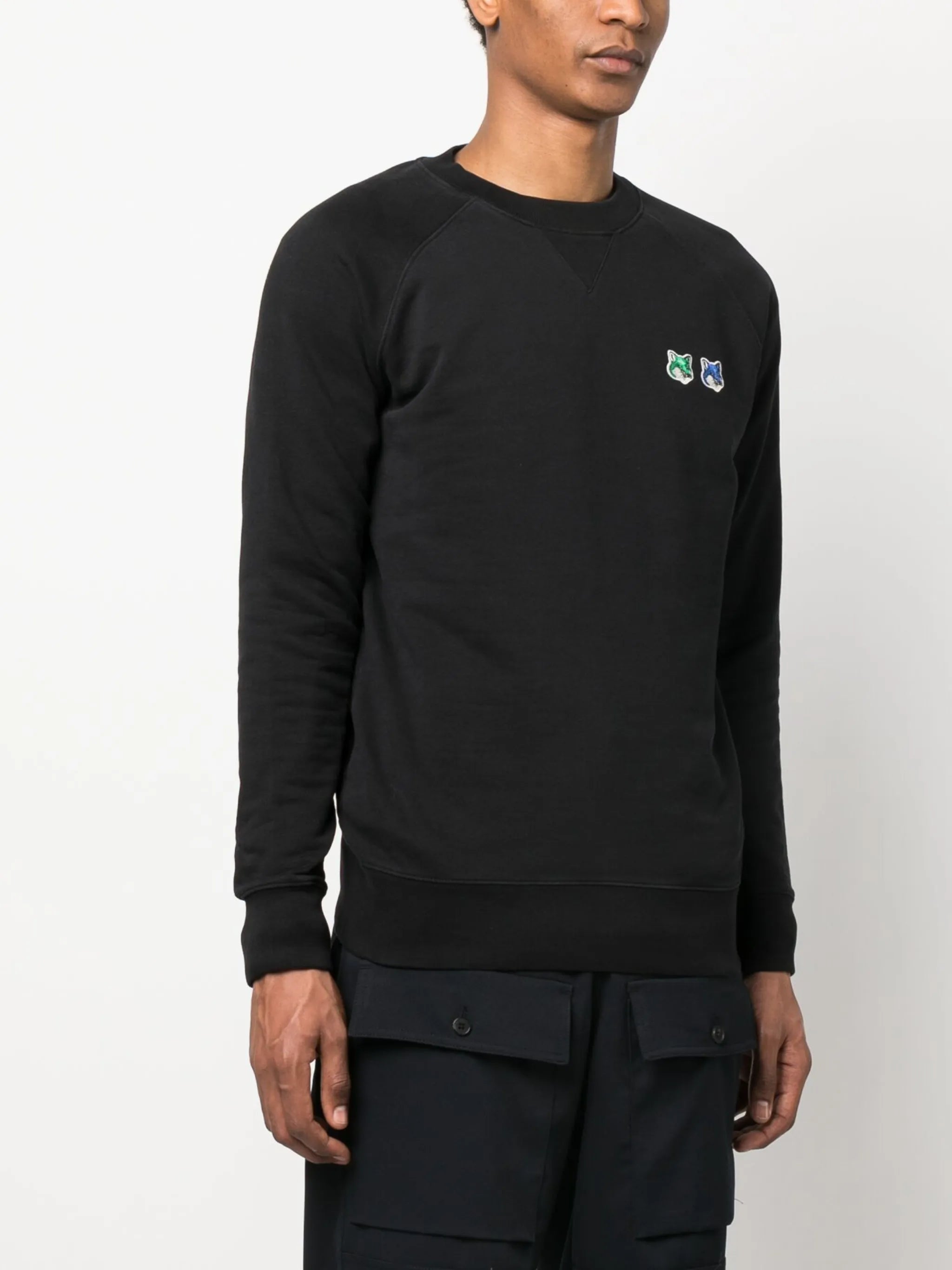 fox-patch cotton sweatshirt