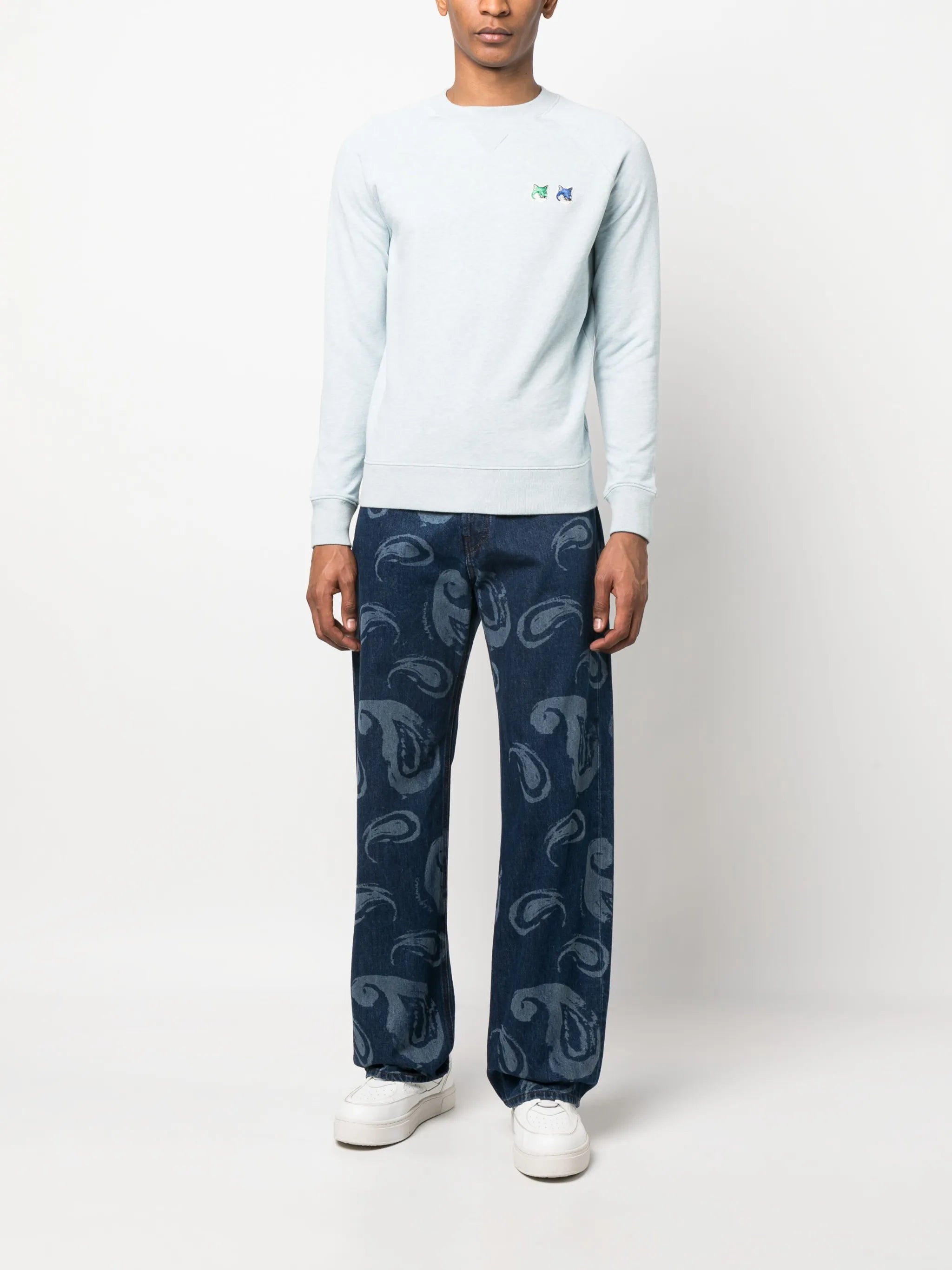 fox-patch cotton sweatshirt