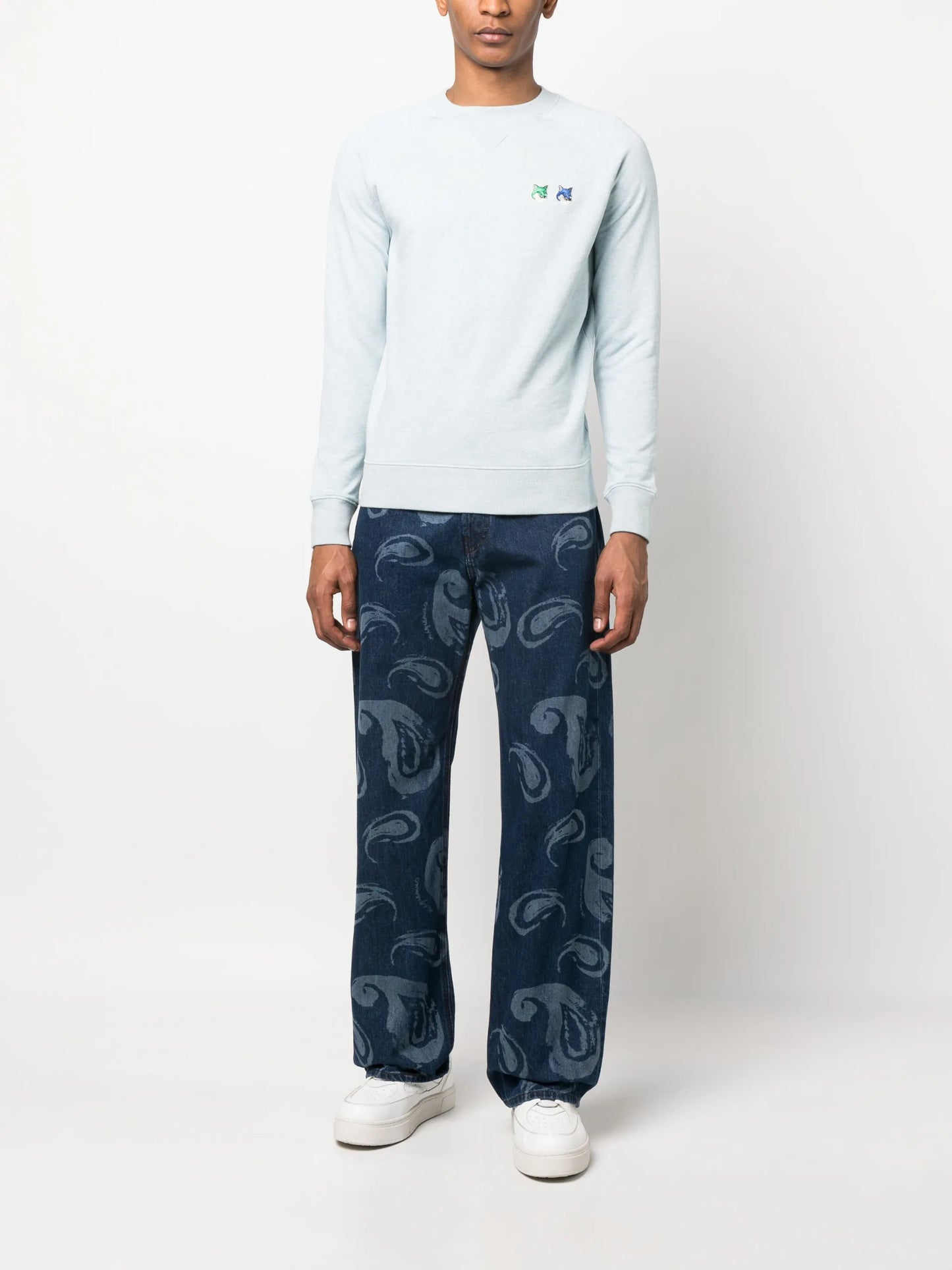 fox-patch cotton sweatshirt