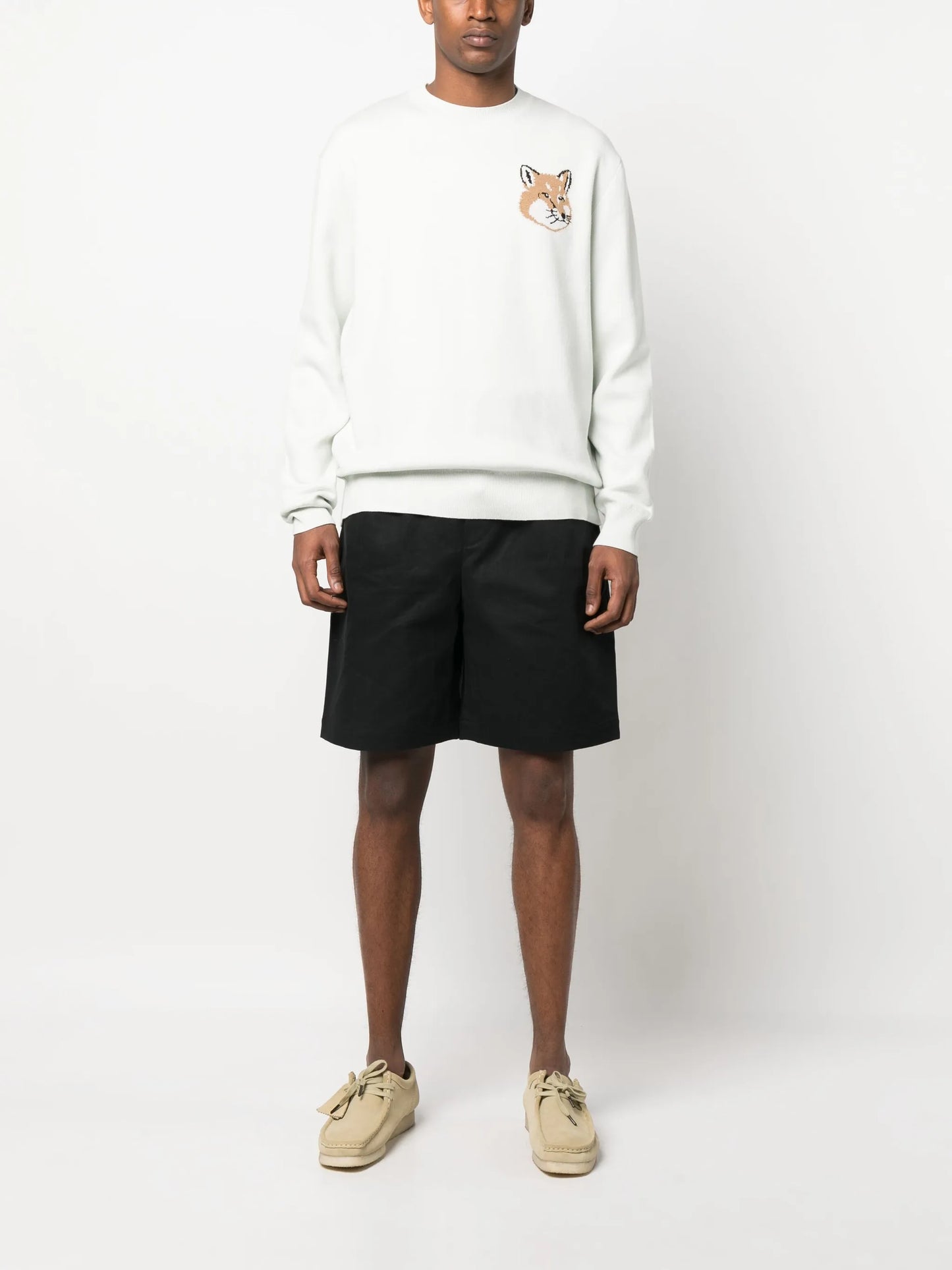 fox-motif cotton jumper