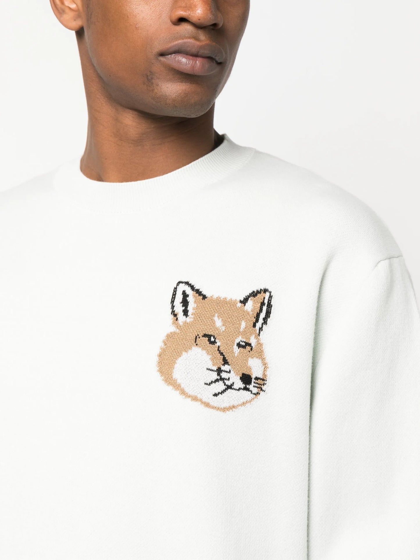 fox-motif cotton jumper