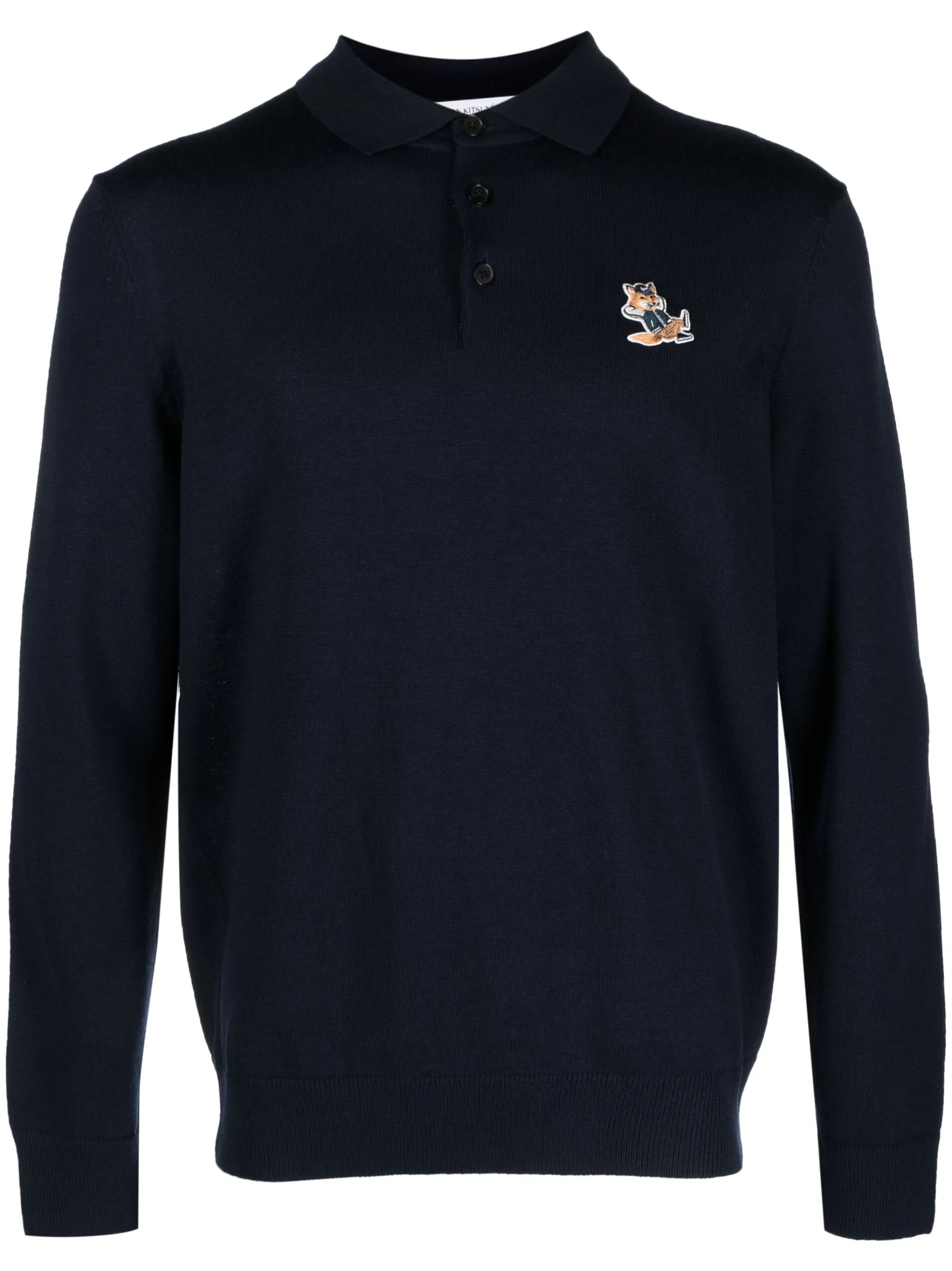 Fox-patch long-sleeve polo