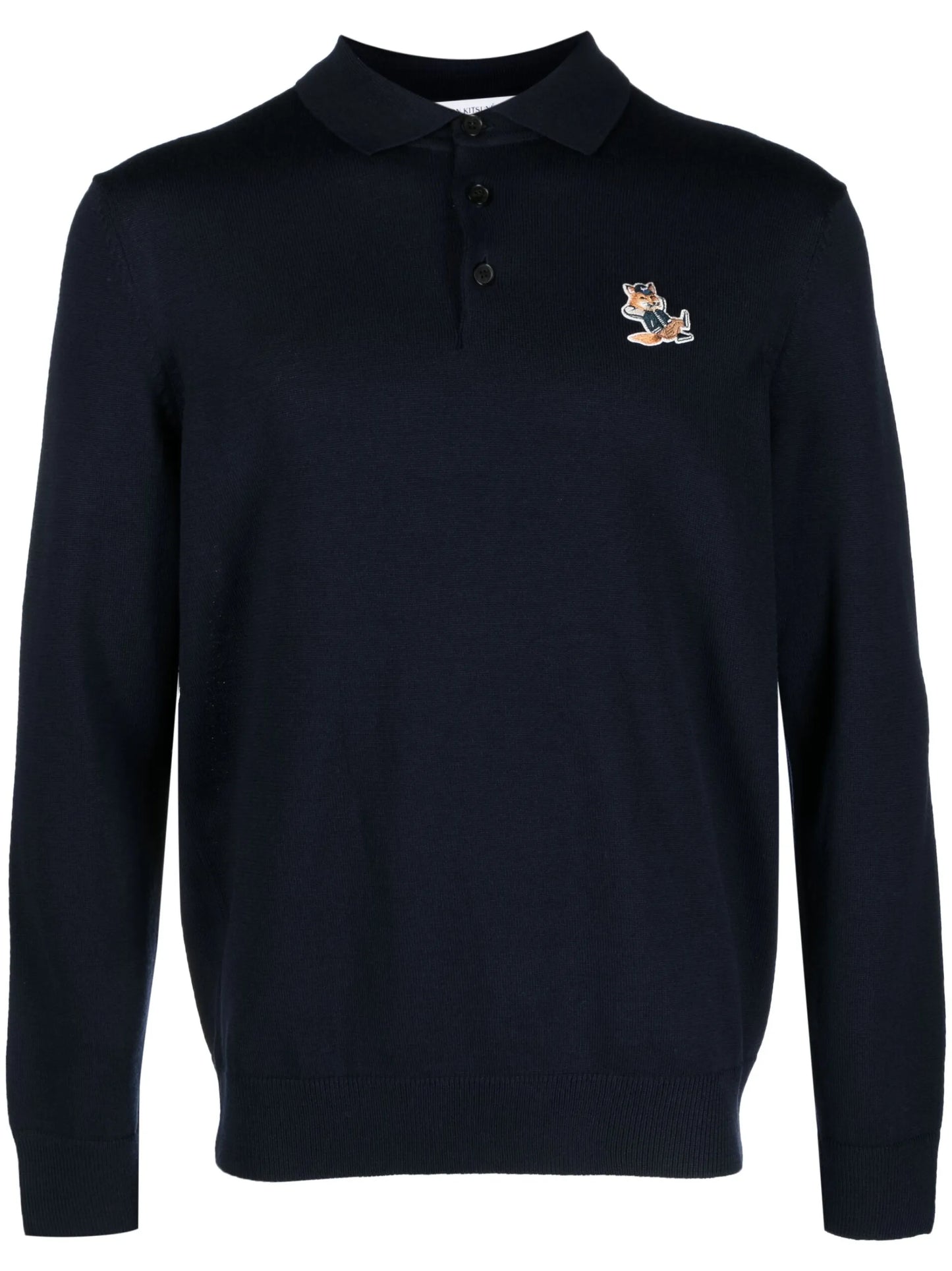 Fox-patch long-sleeve polo