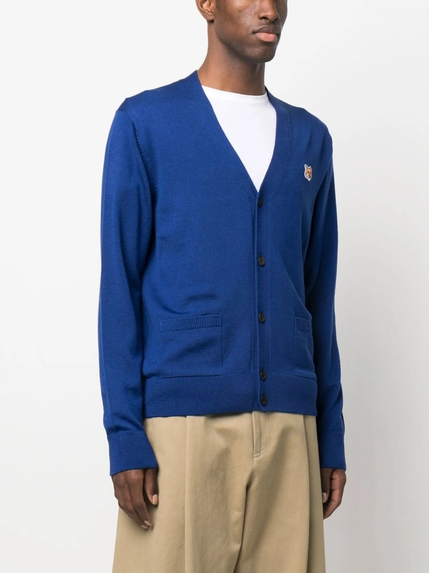 Fox patch knitted cardigan
