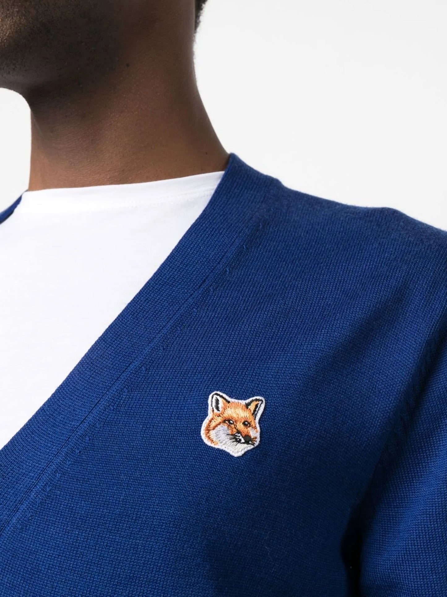 Fox patch knitted cardigan