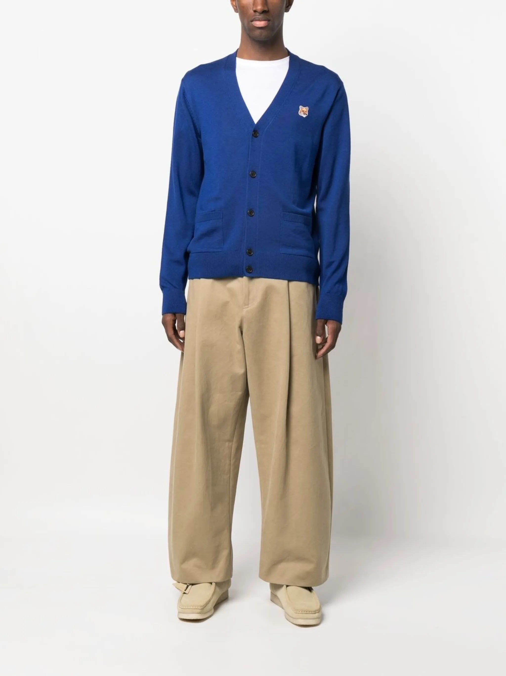 Fox patch knitted cardigan