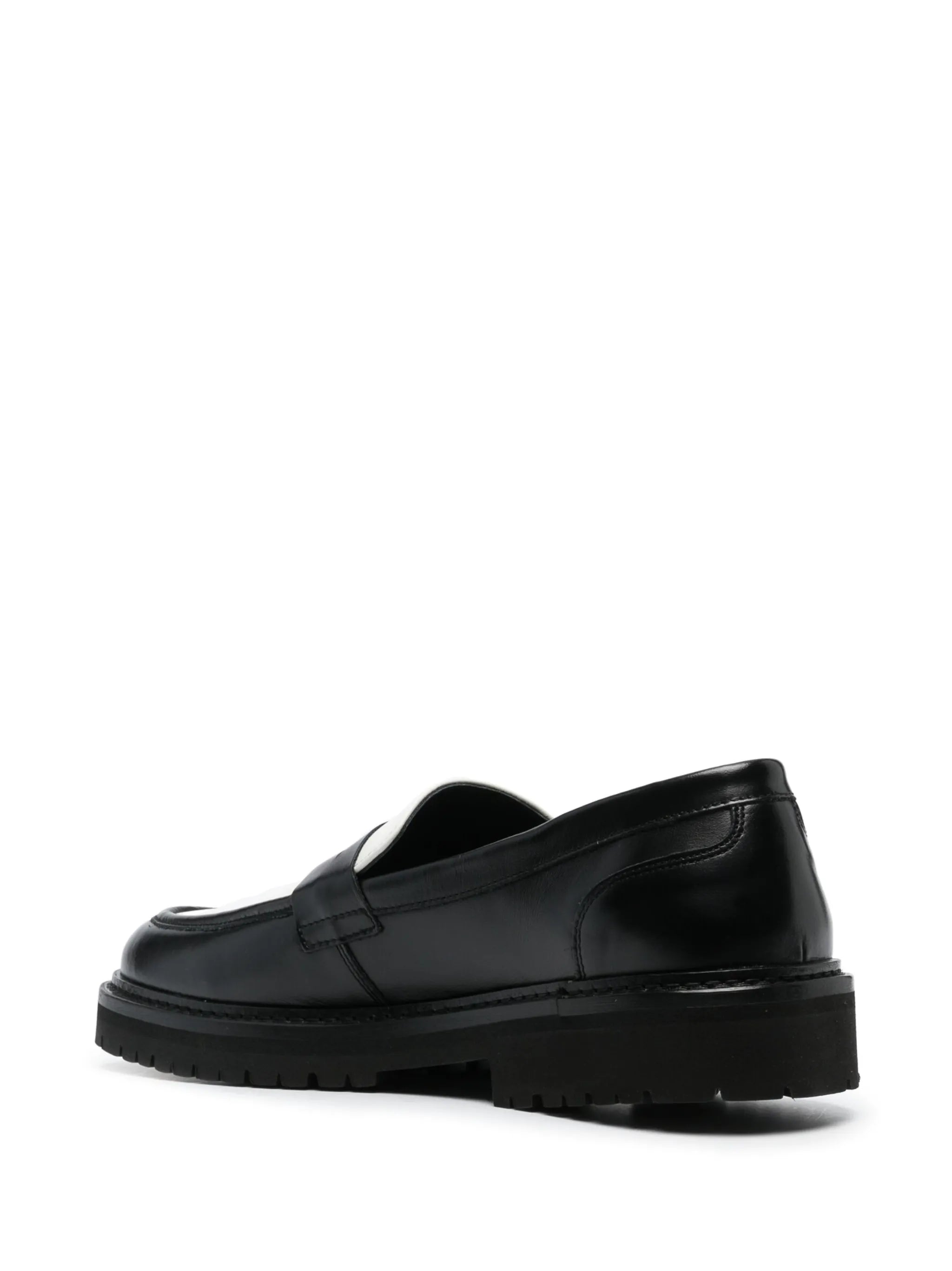 two-tone design leather penny loafers
