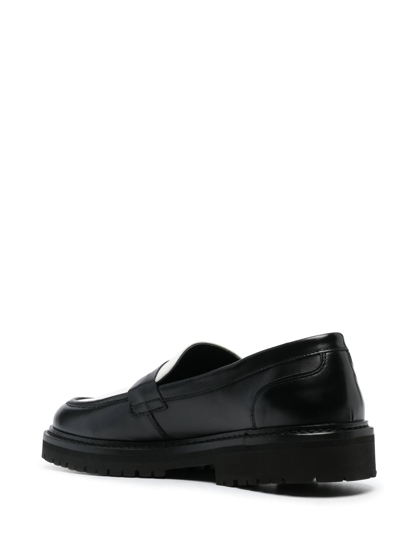 two-tone design leather penny loafers