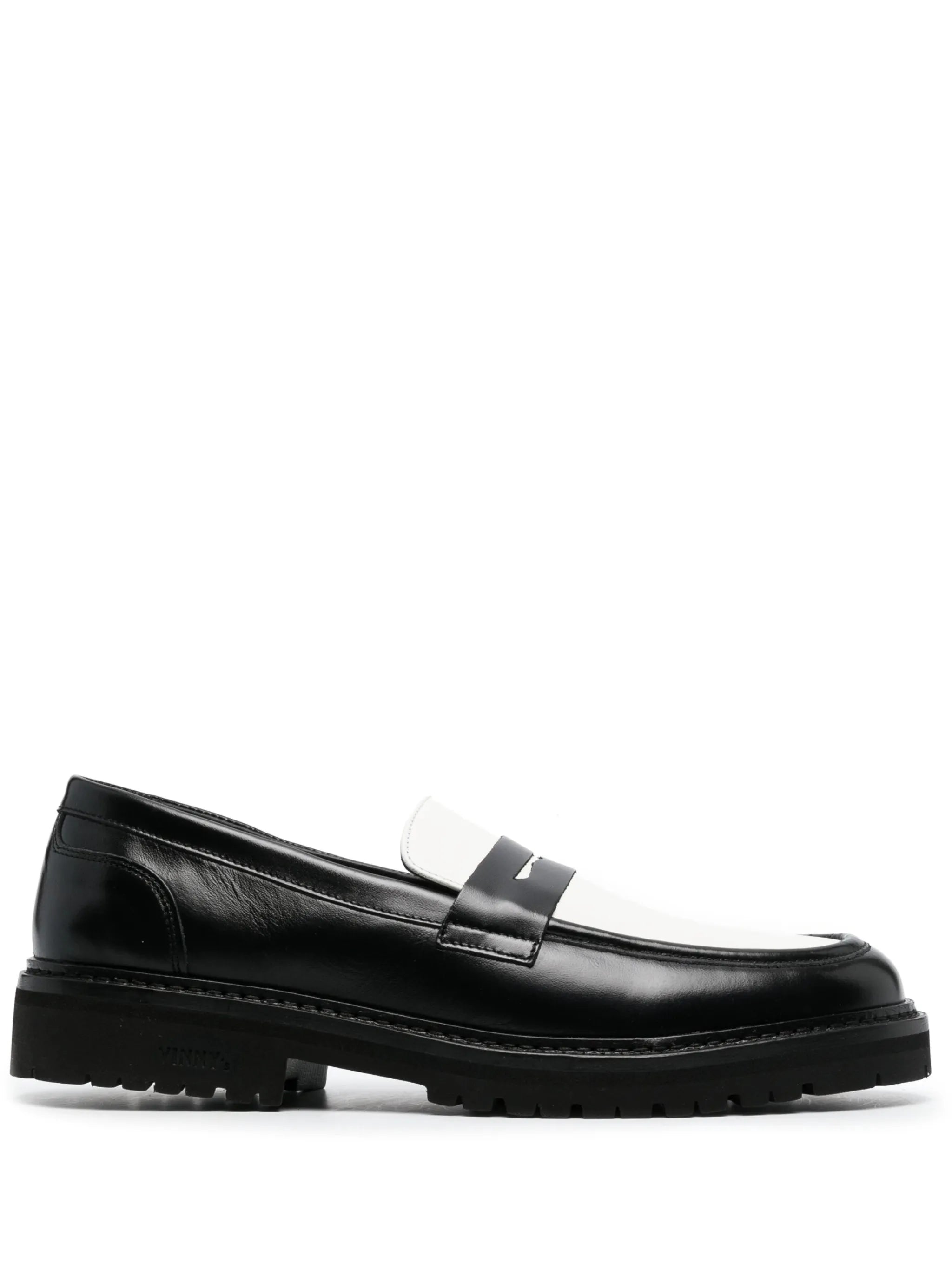 two-tone design leather penny loafers