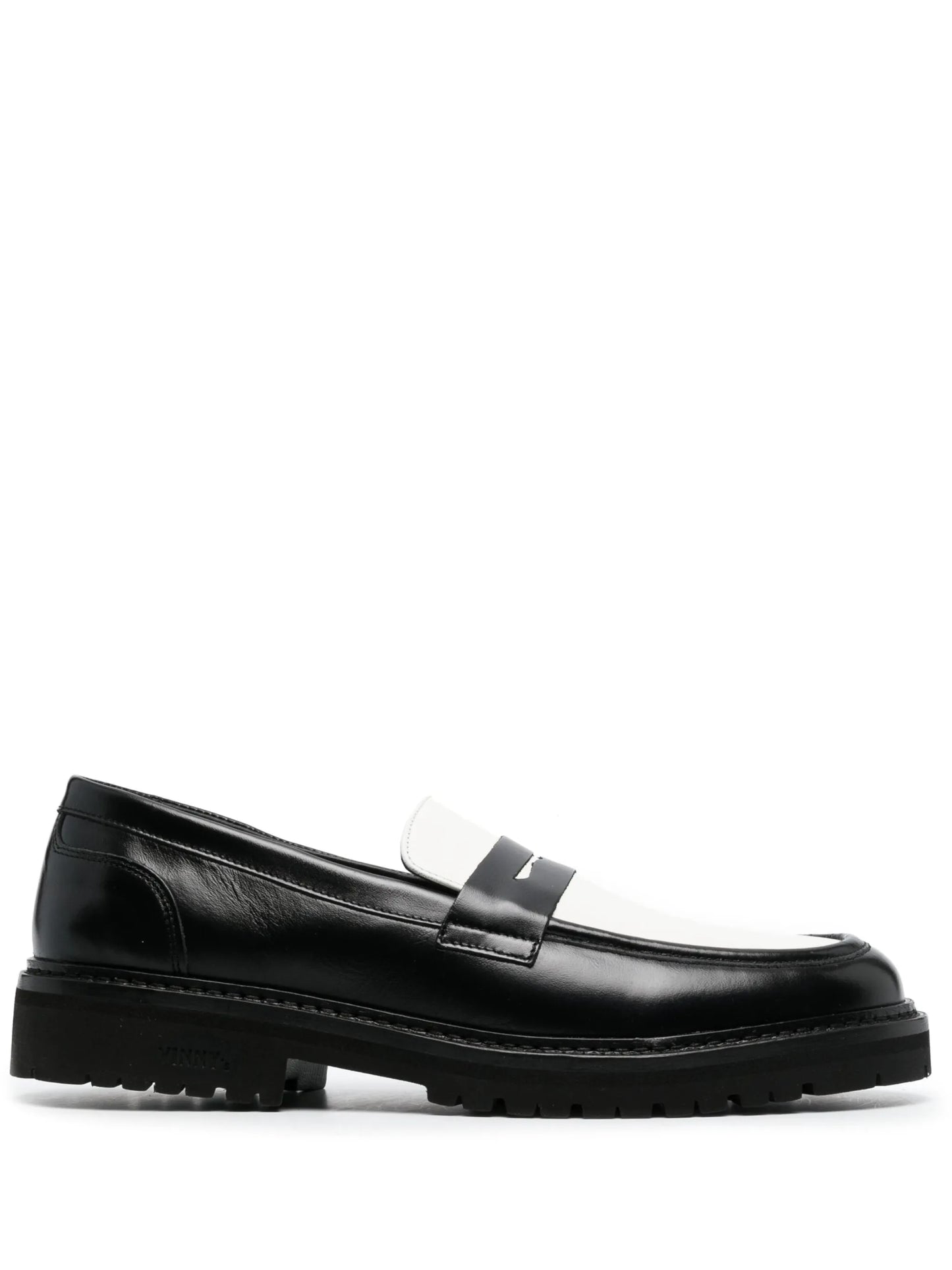 two-tone design leather penny loafers