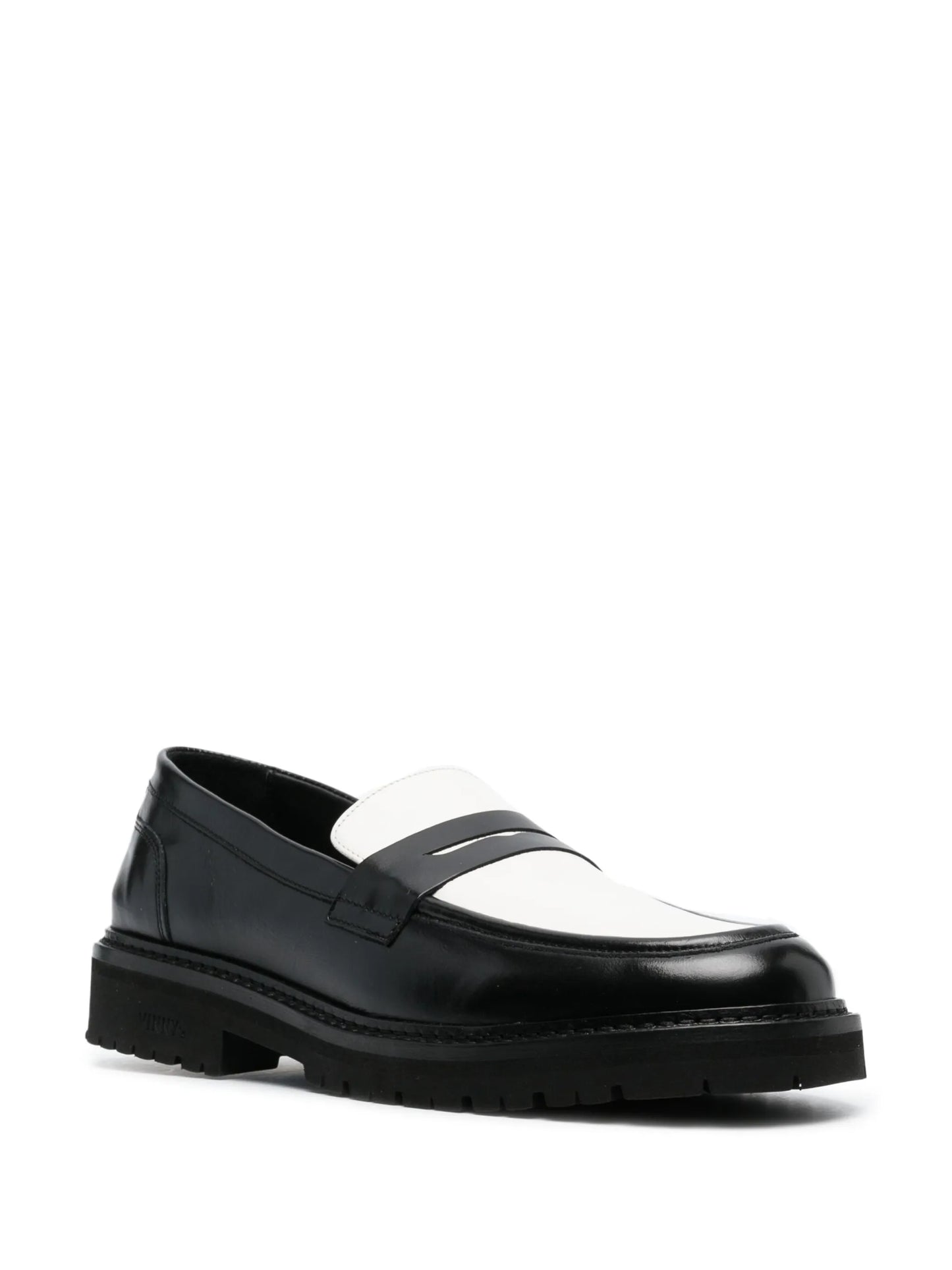 two-tone design leather penny loafers