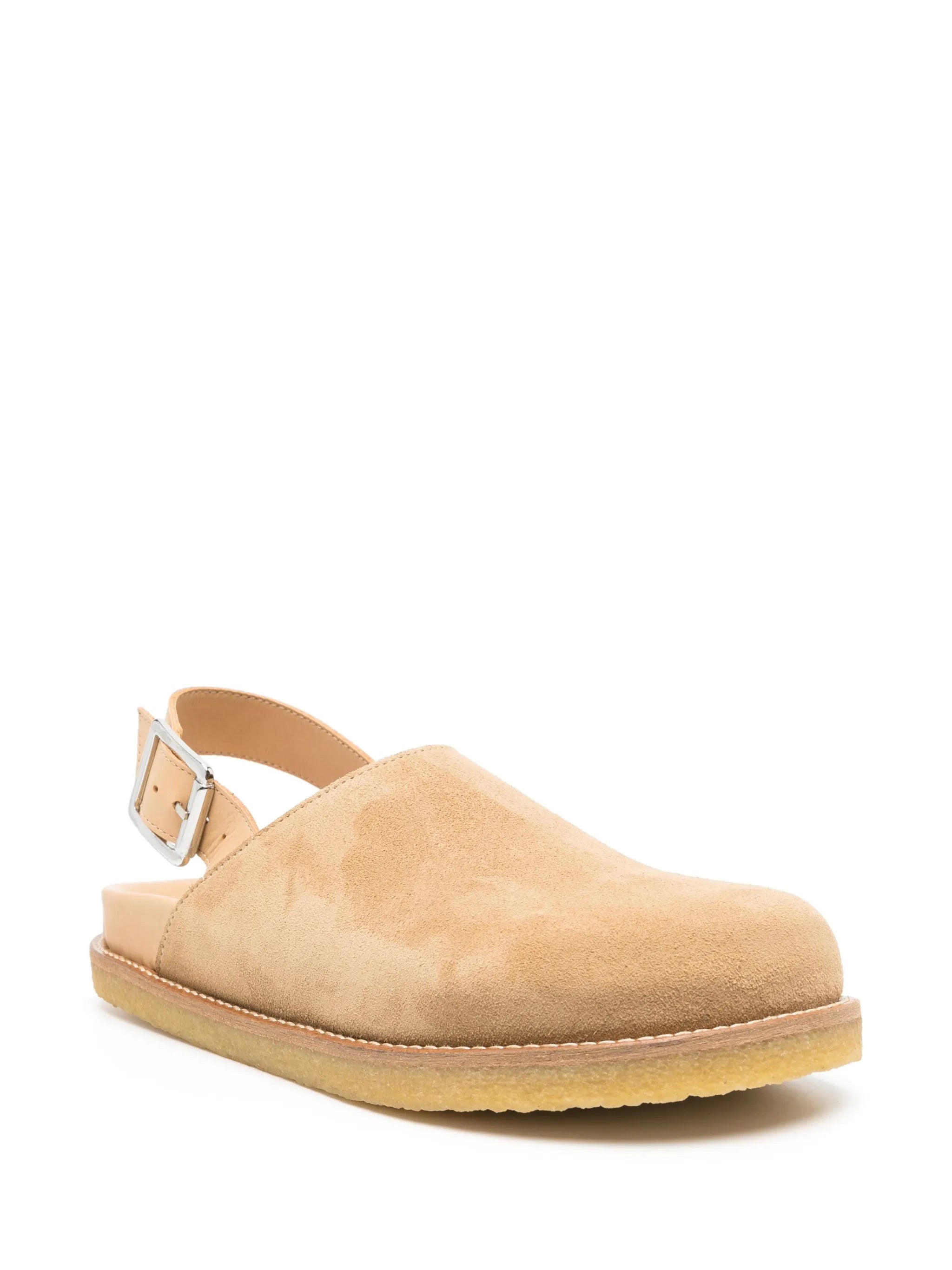 strapped leather mules