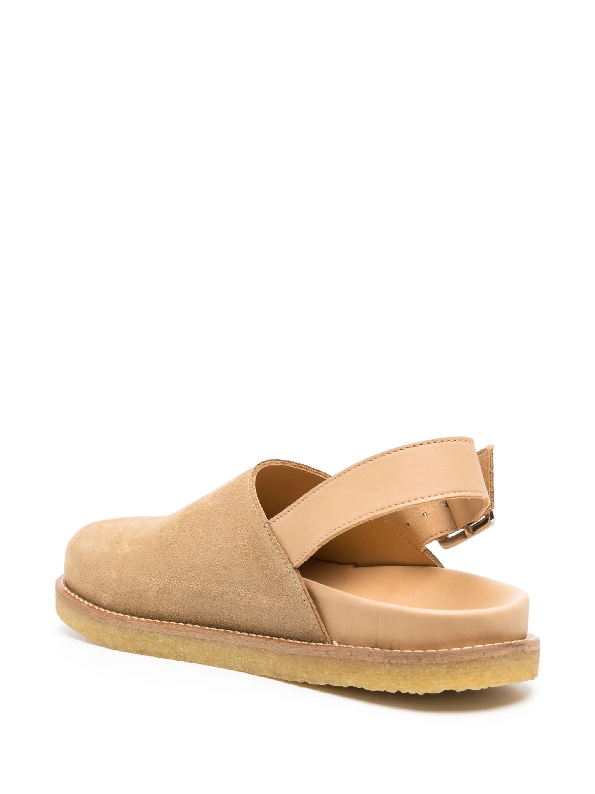 strapped leather mules
