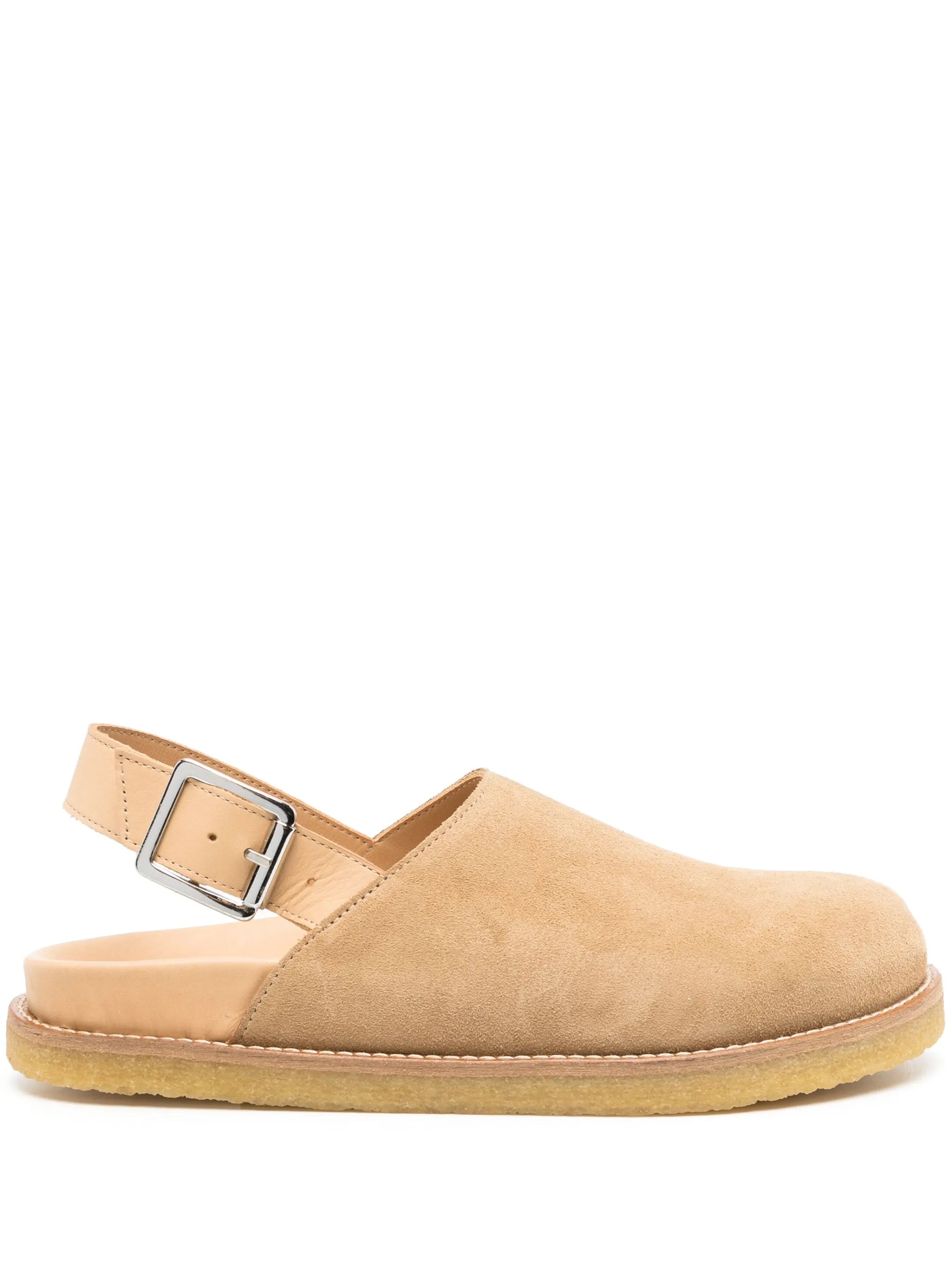 strapped leather mules