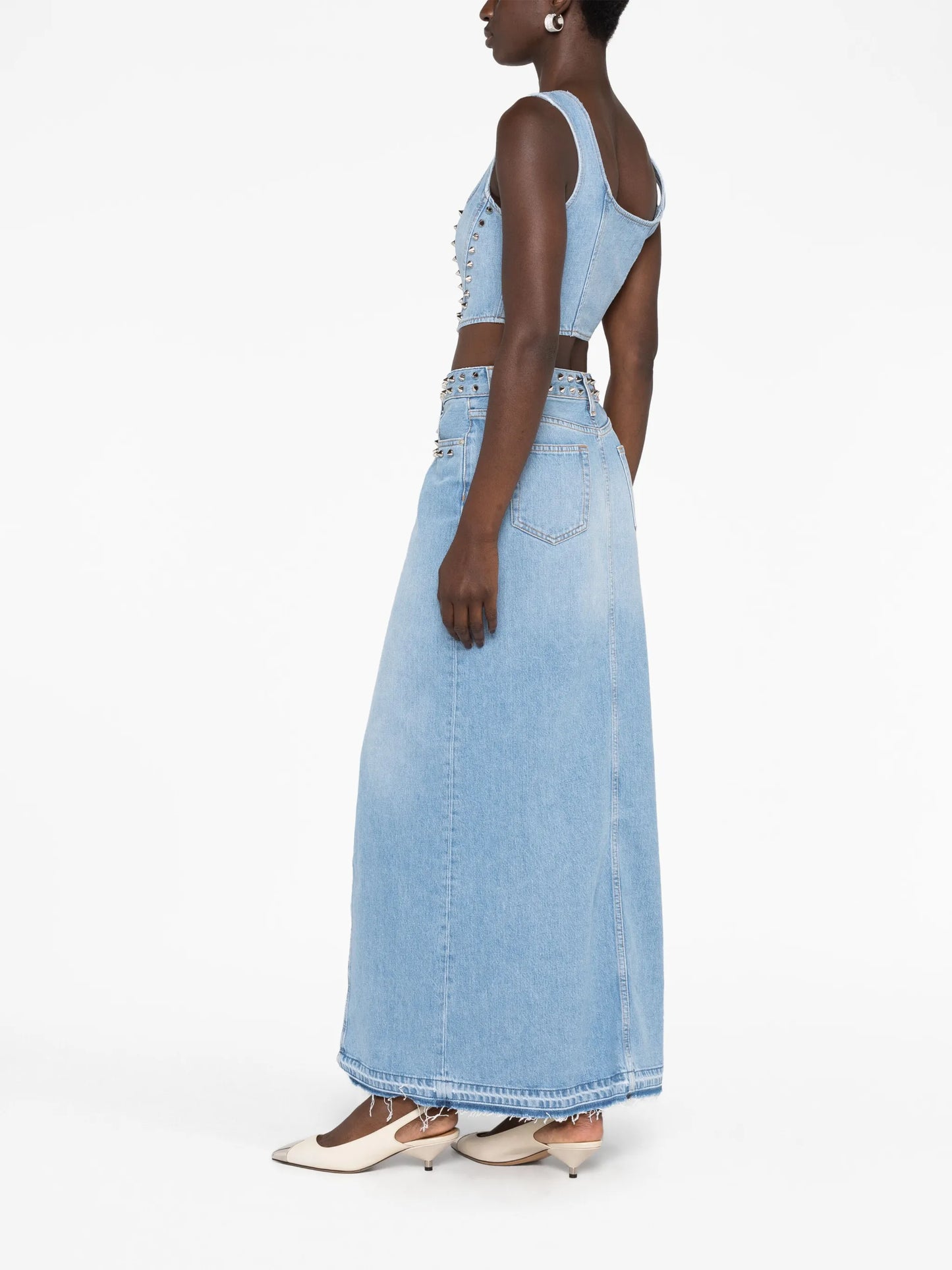 studded denim bustier top