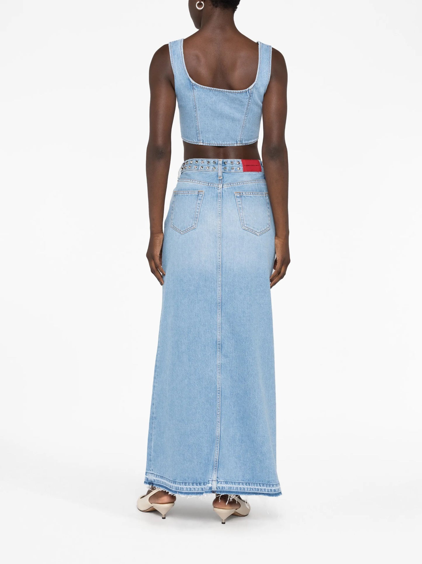 studded denim bustier top