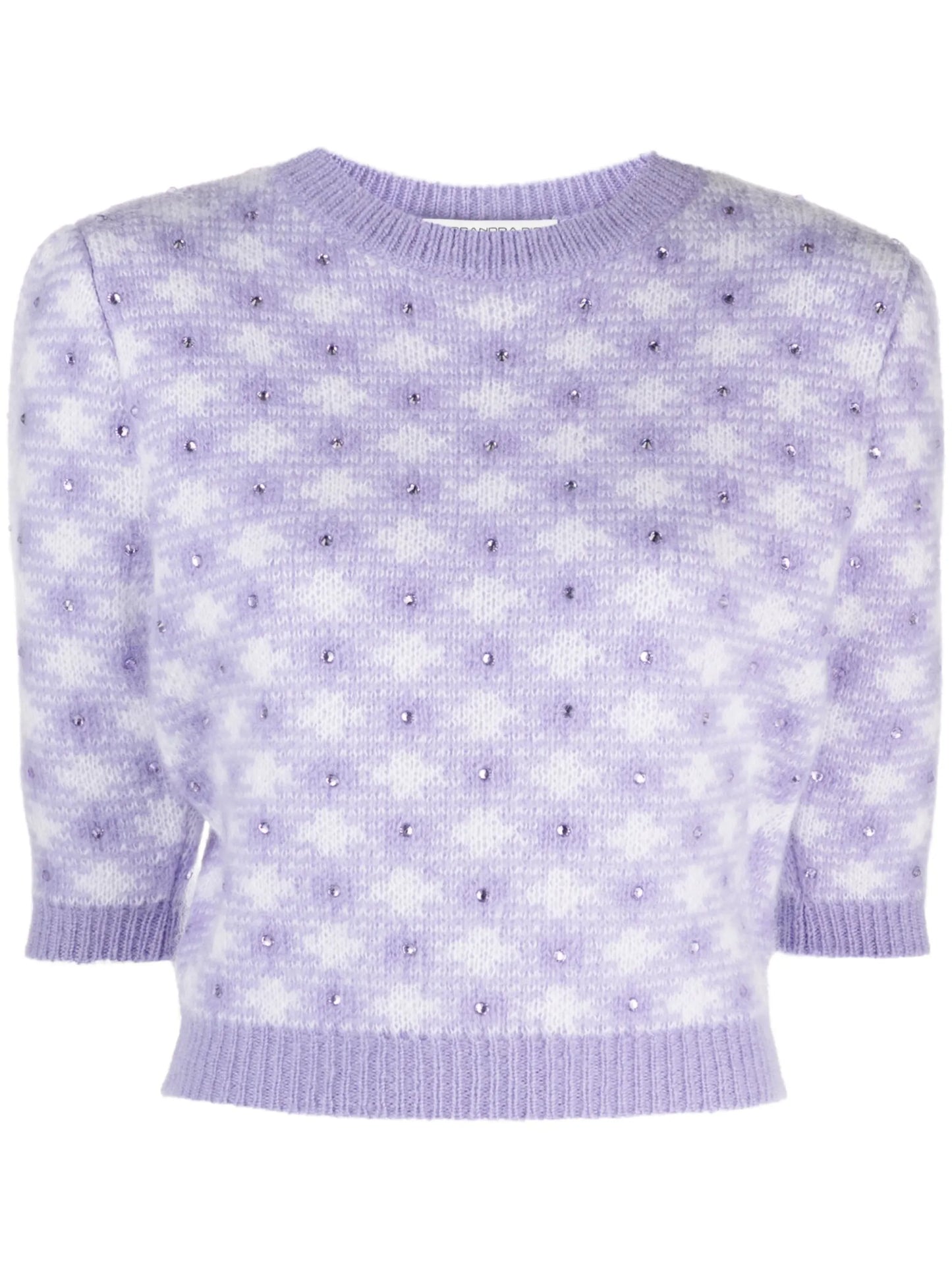 crystal-embellished diamond-jacquard top