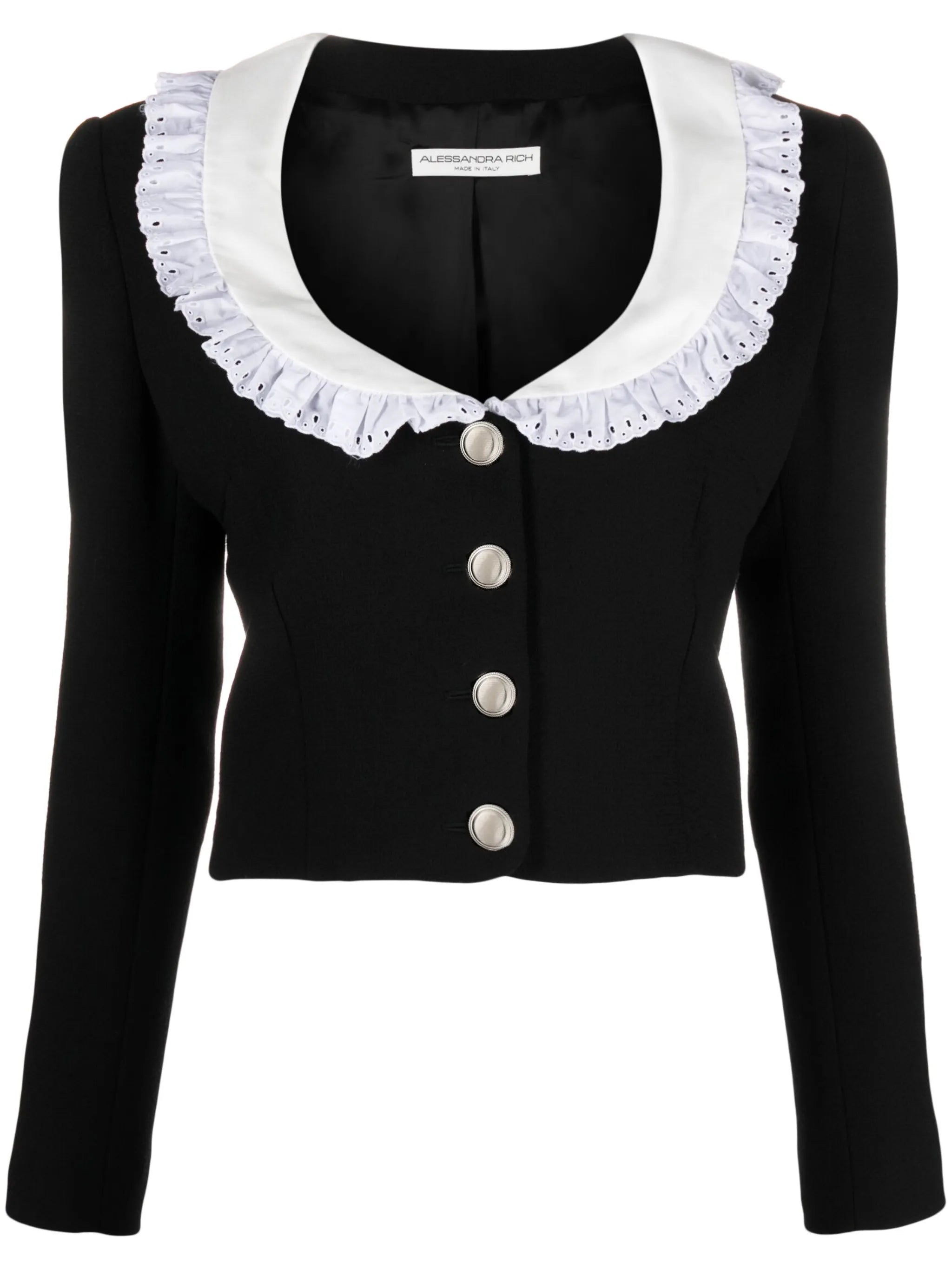 ruffle-trimmed wool jacket