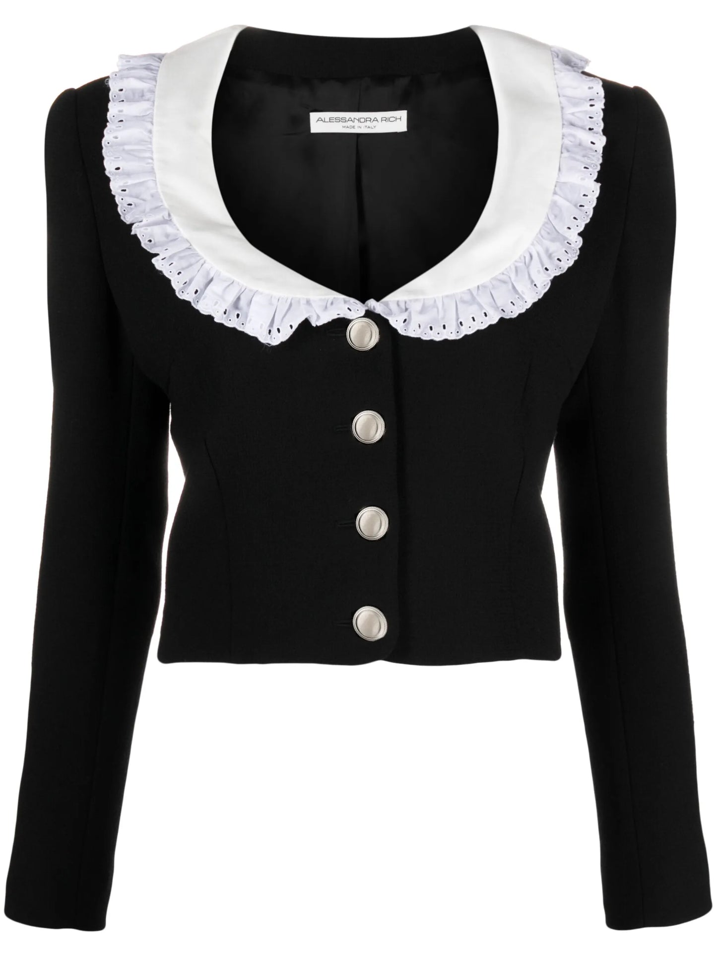 ruffle-trimmed wool jacket