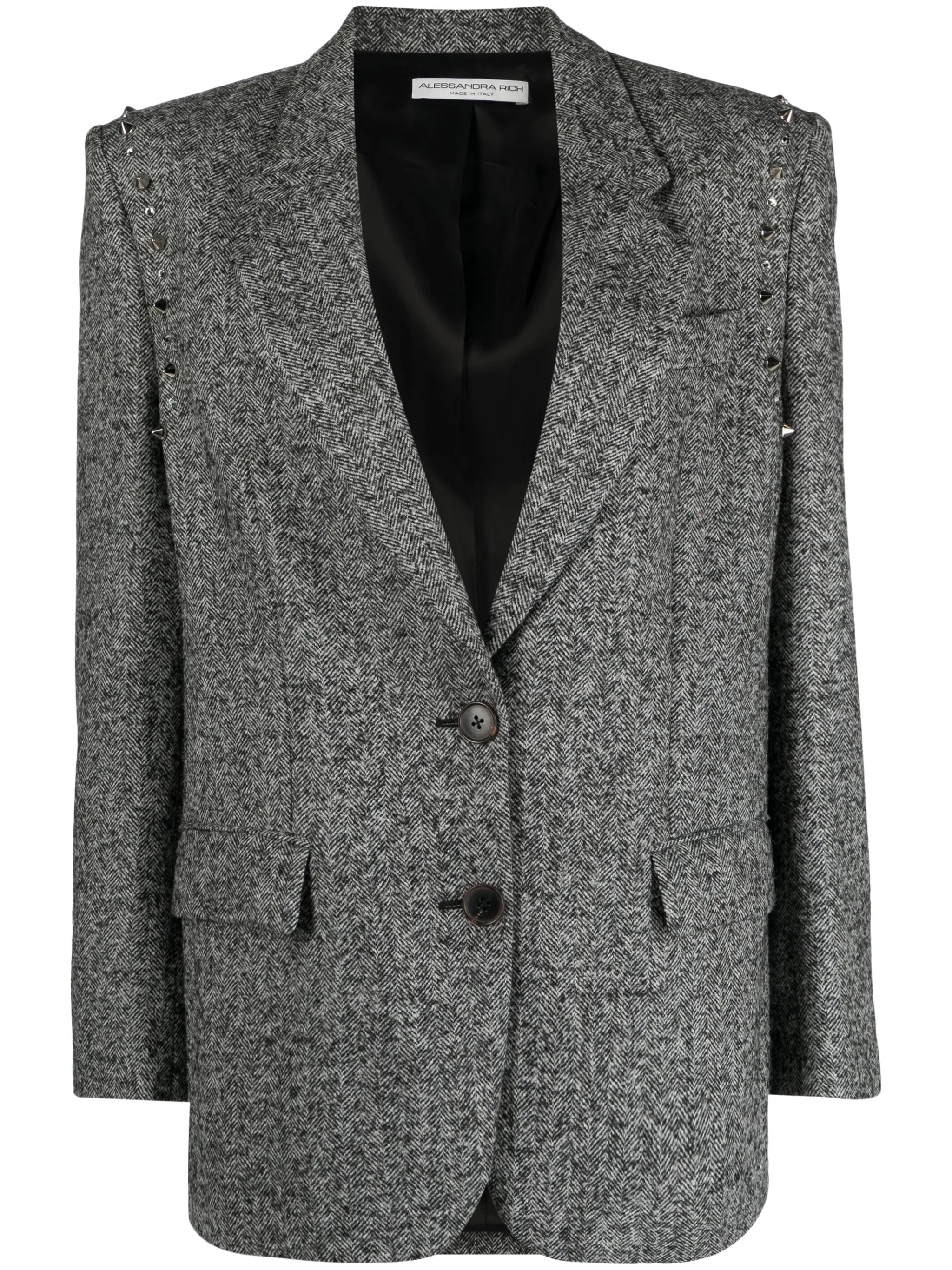 herringbone embellished double-breasted blazer