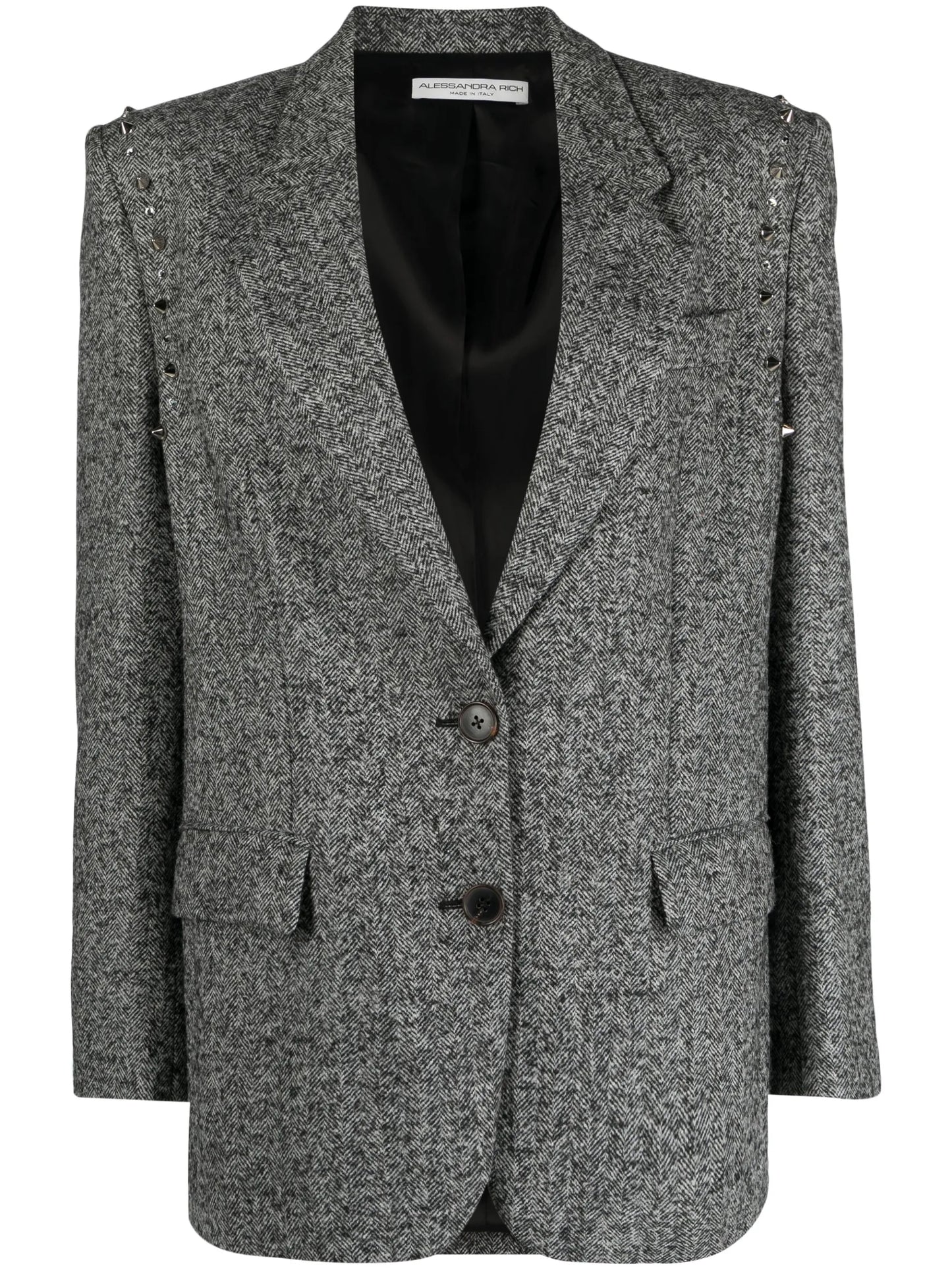 herringbone embellished double-breasted blazer