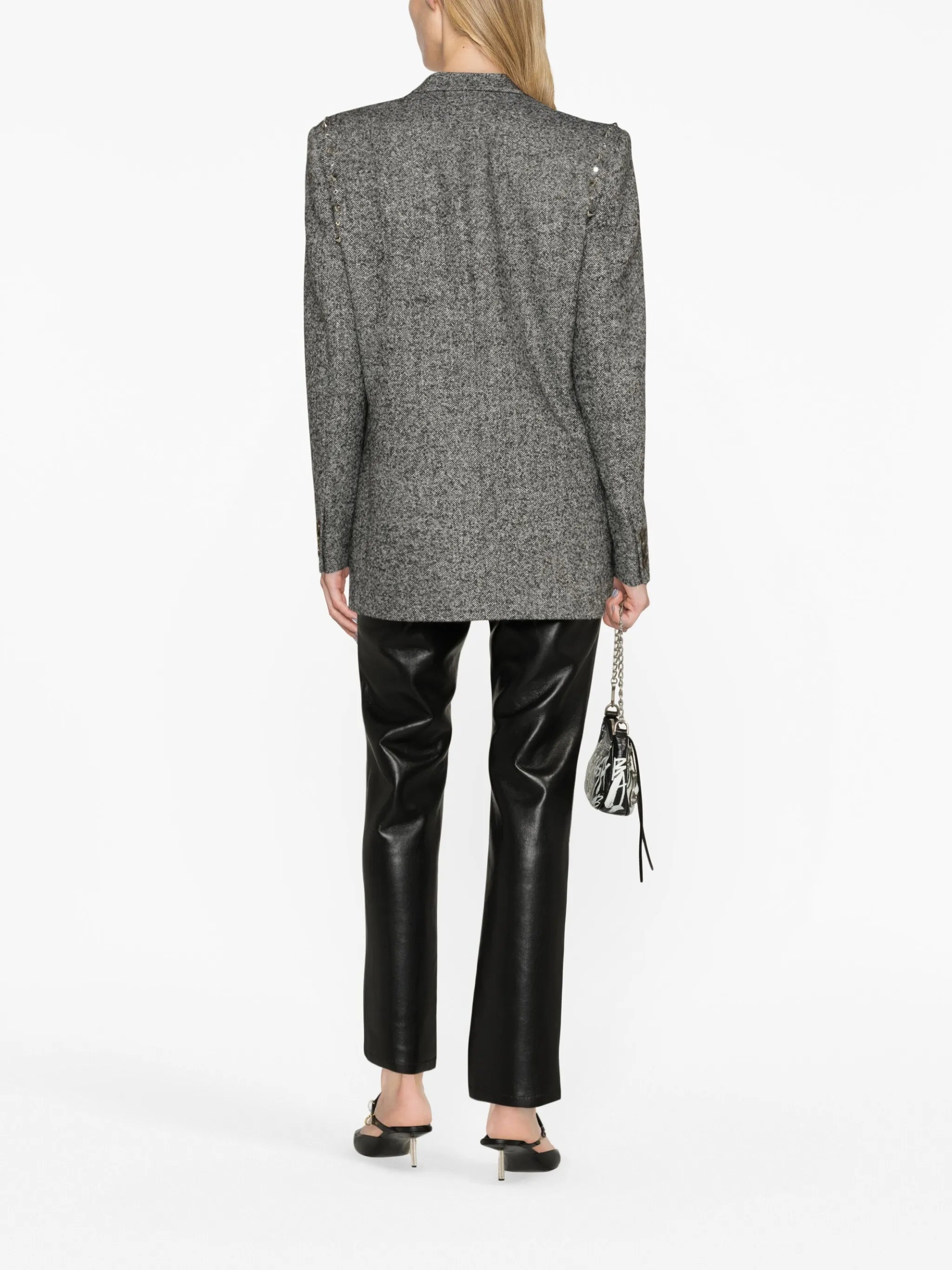 herringbone embellished double-breasted blazer