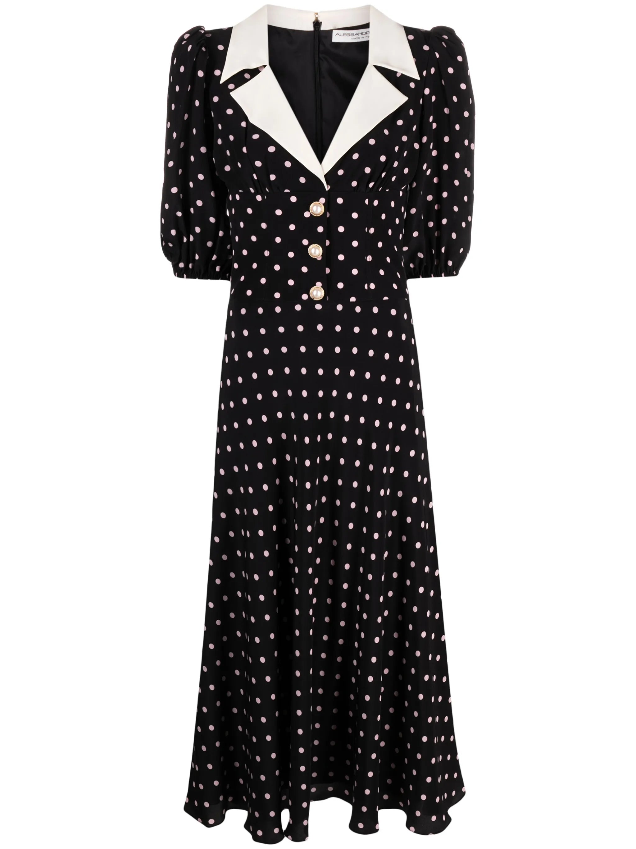 polka-dot silk midi dress