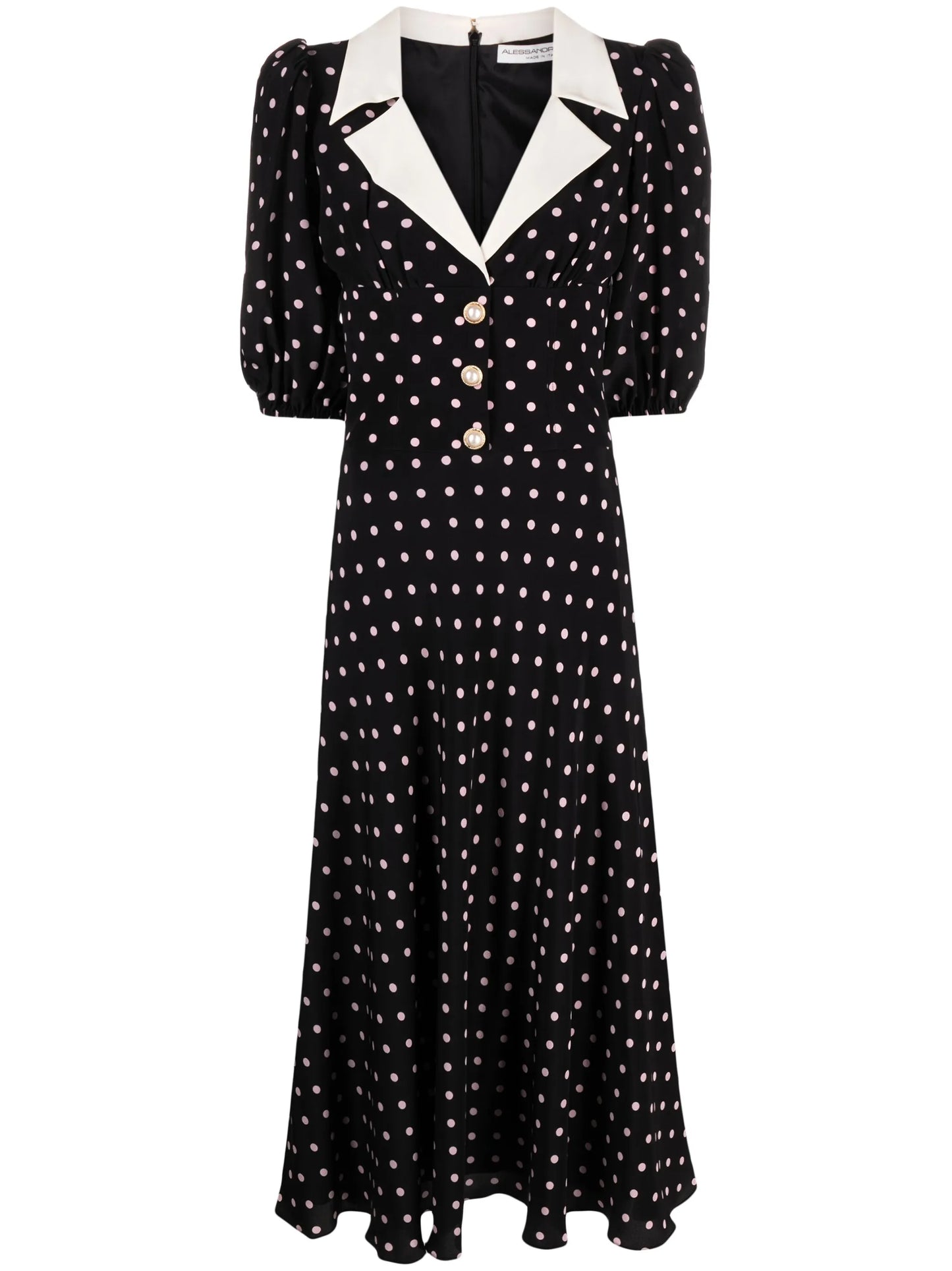 polka-dot silk midi dress