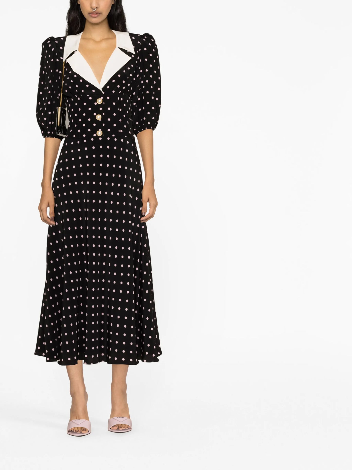 polka-dot silk midi dress