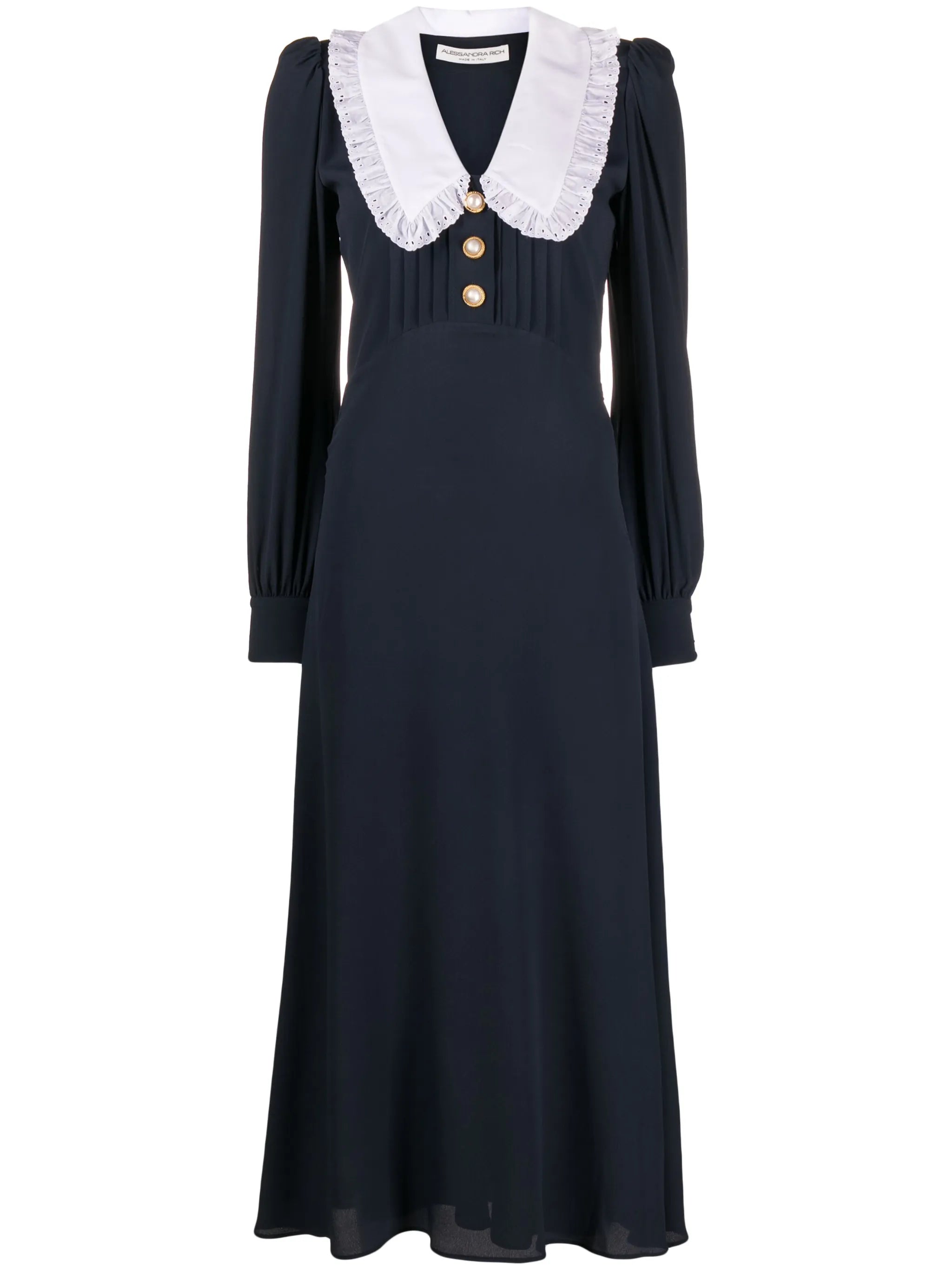 oversized-collar midi dress